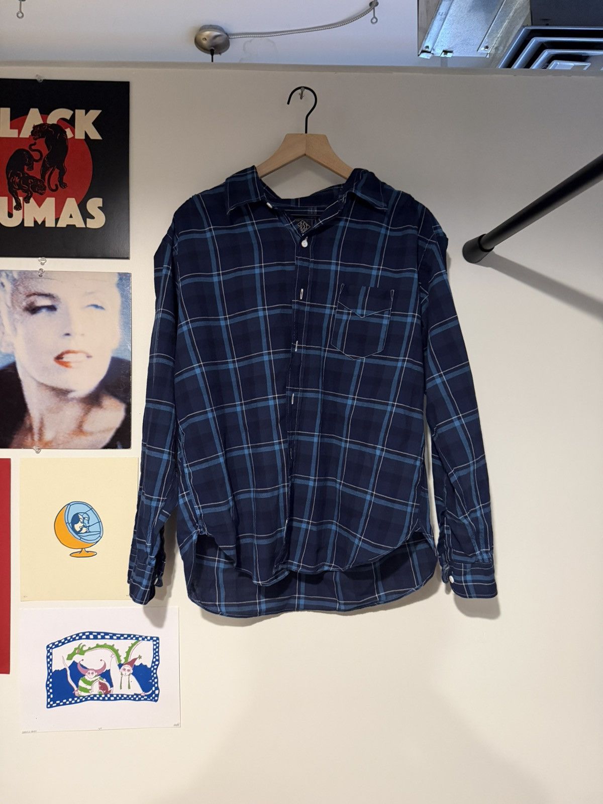Post Overalls Post O’Alls Japanese Blue Plaid Cotton button up shirt Size US L / EU 52-54 / 3 - 1 Thumbnail