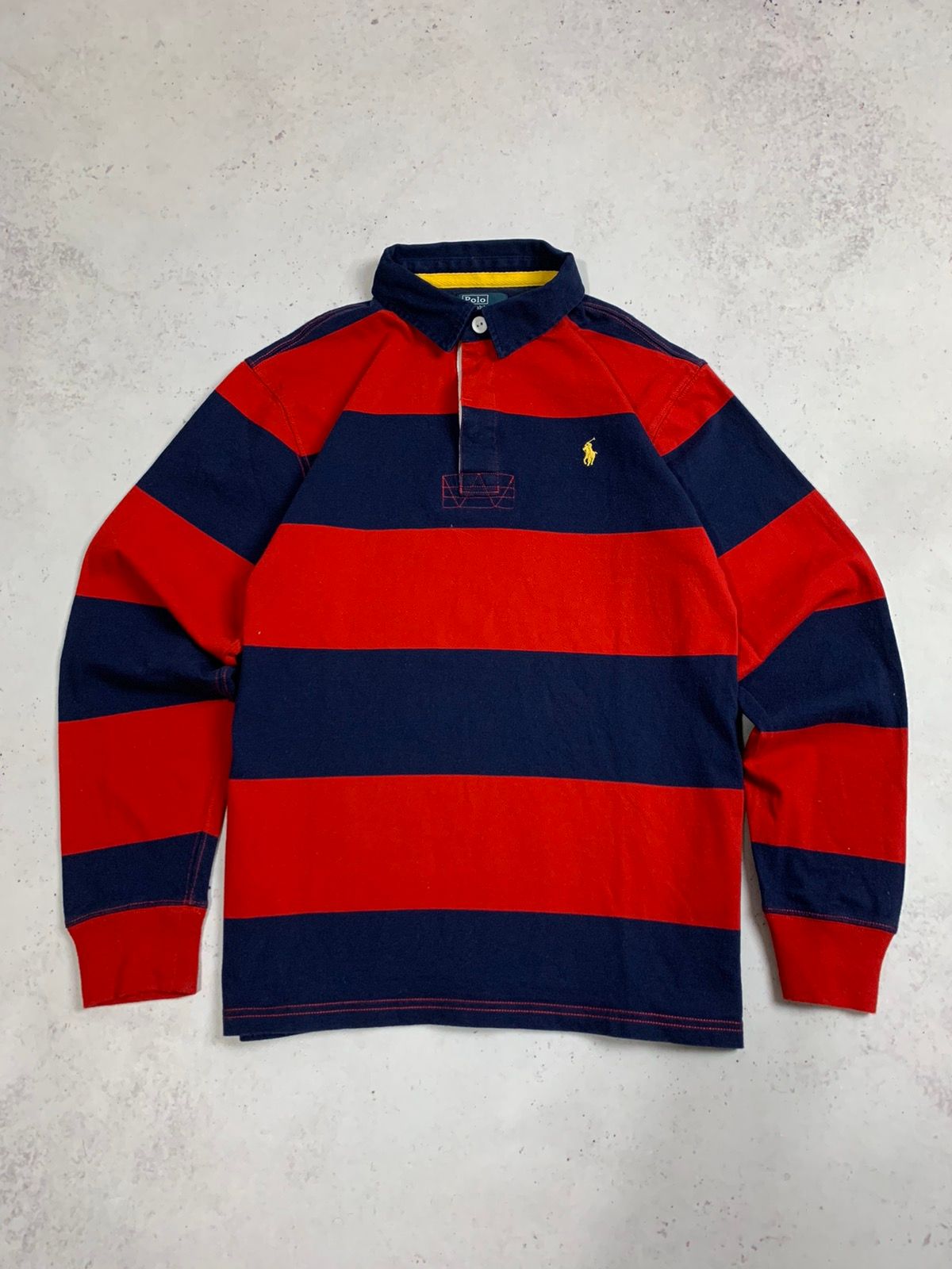 Pre-owned Polo Ralph Lauren X Vintage Polo Ralph Laurent Striped Rugby Polo Shirt Y2k M