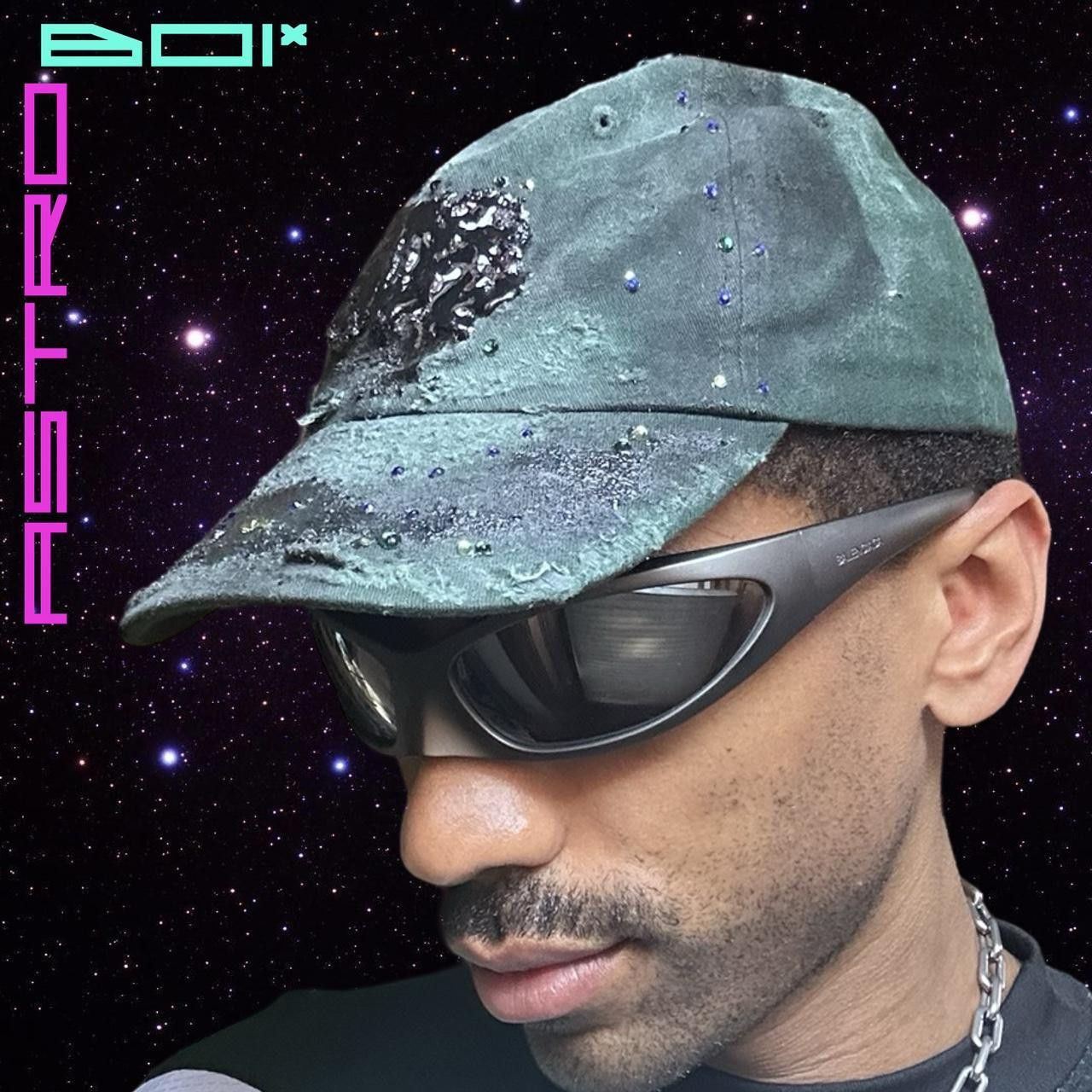 Other ASTROBOI* '818' Green Slick Tar Rhinestone Resin Hat Size ONE SIZE - 6 Thumbnail