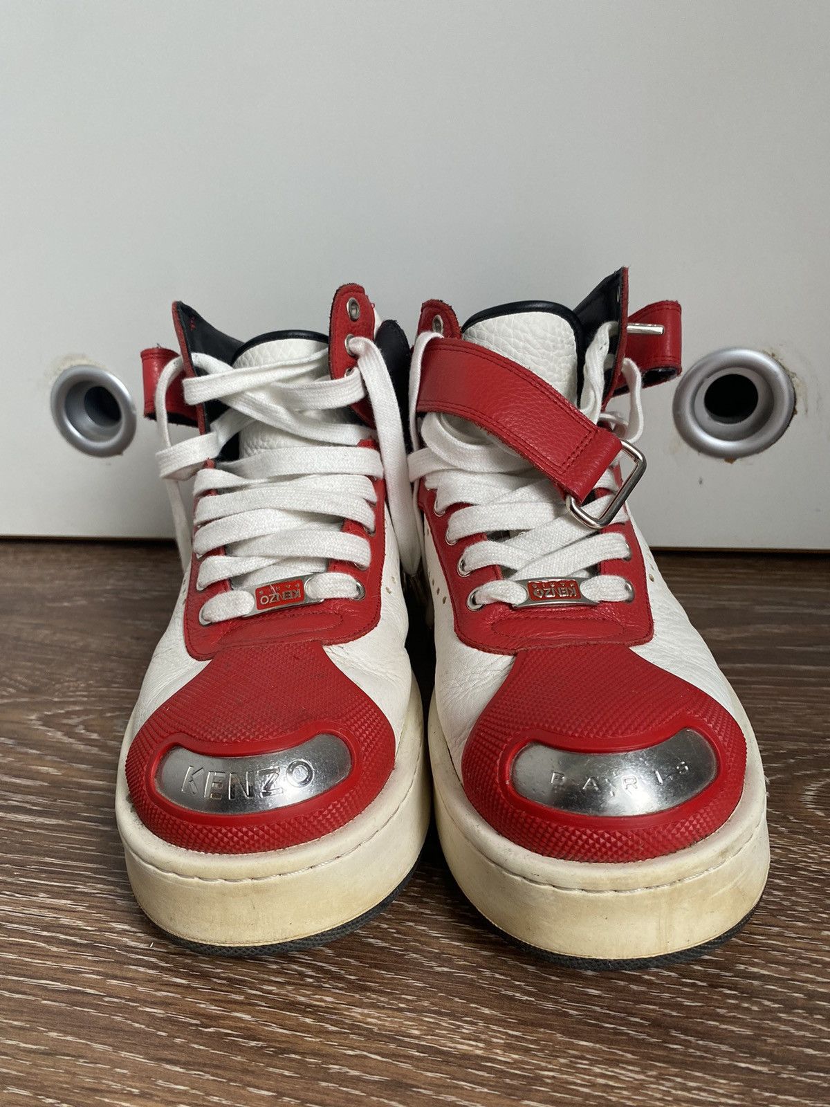 Kenzo KENZO Paris Metal Toe Cap Hoops Leather Hight Top Sneakers Size US 6.5 / EU 39-40 - 2 Thumbnail
