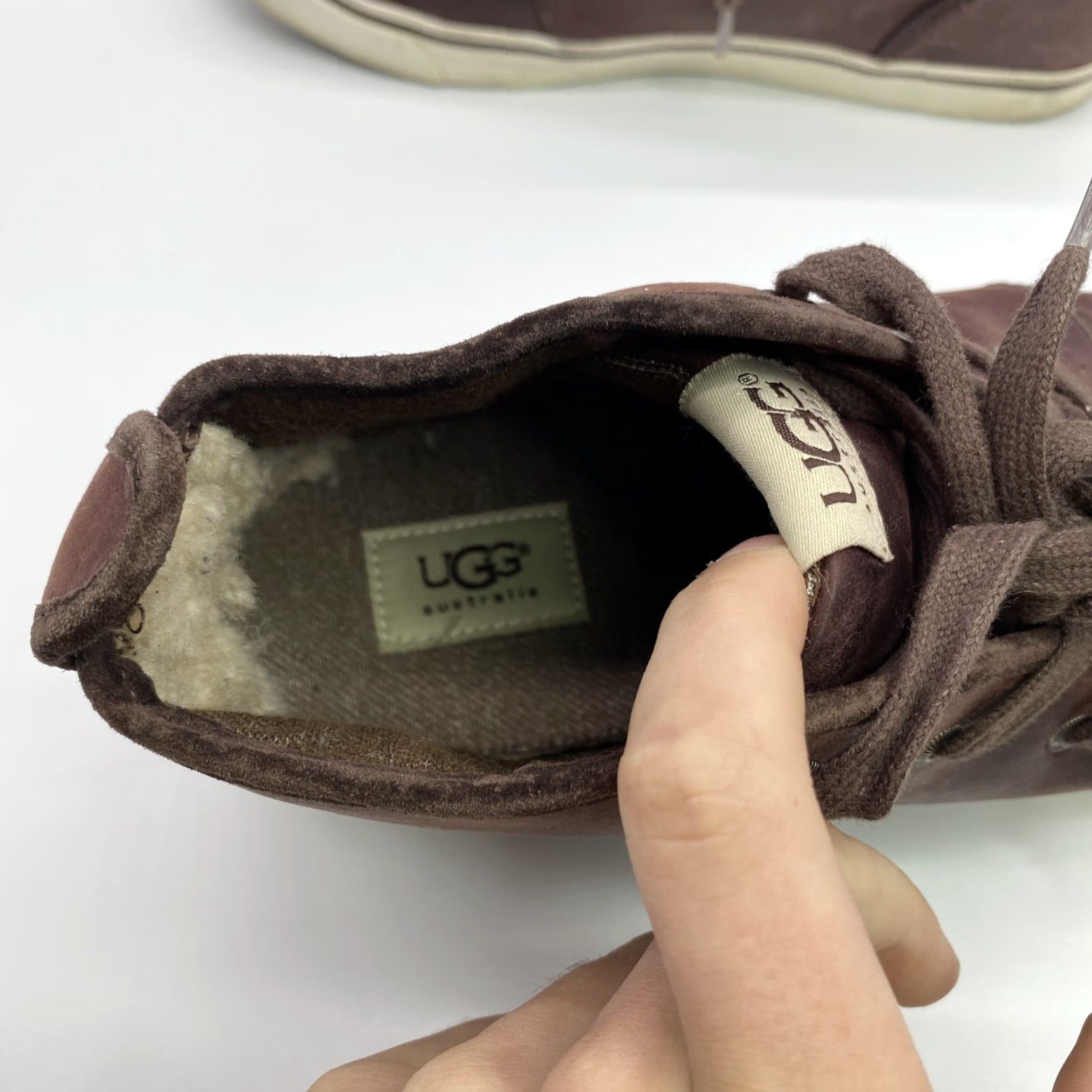 Ugg UGG MENS BOOT Leather Brown Chukka Lace Up 3-Eye Mid-Calf Leighton Breathable Comfort SZ 12 Mens Shoes Size US 12 / EU 45 - 6 Thumbnail