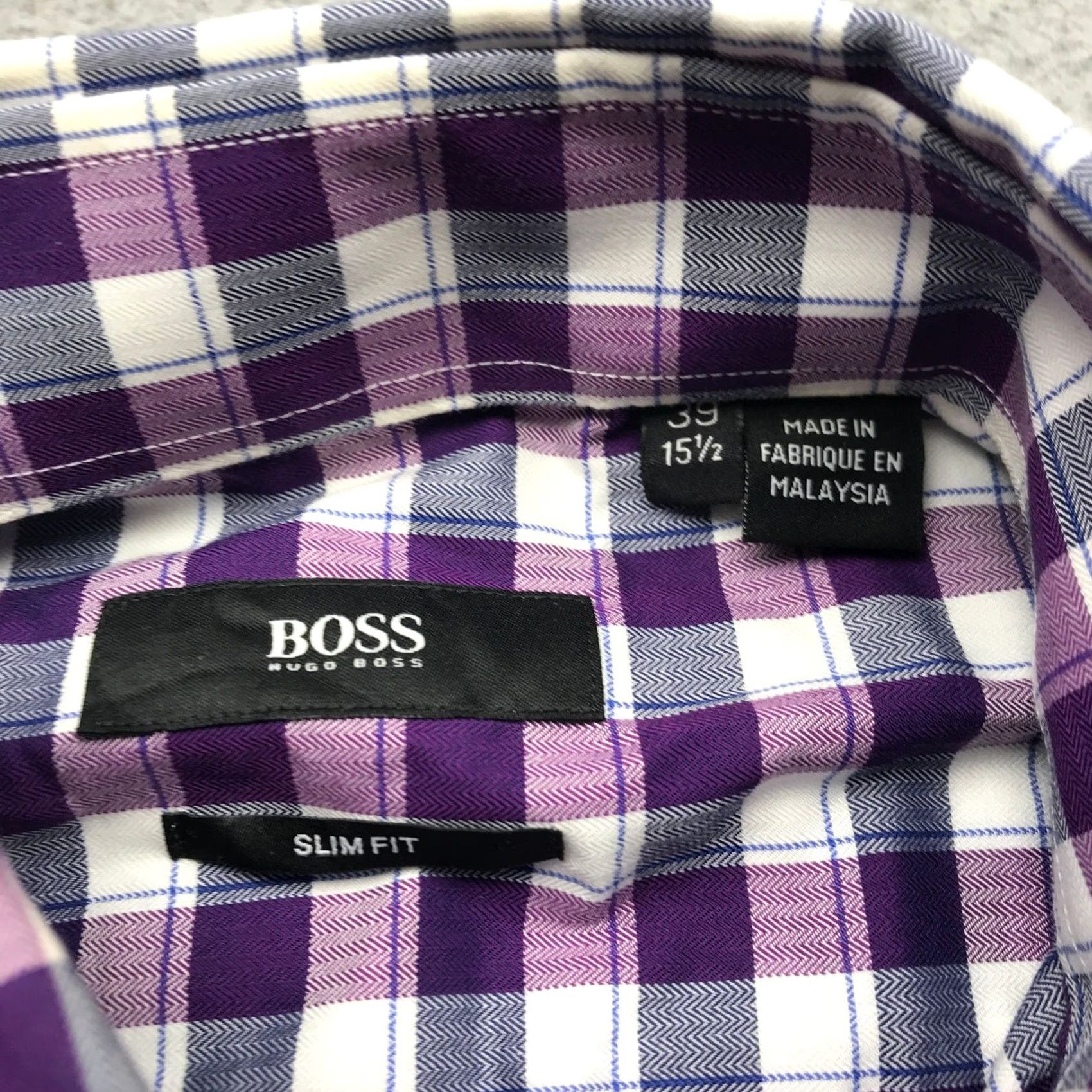 Hugo Boss Hugo Boss Button-Up Shirt Mens 15.5 Slim Fit Long Sleeve Plaid Purple Size US L / EU 52-54 / 3 - 3 Thumbnail