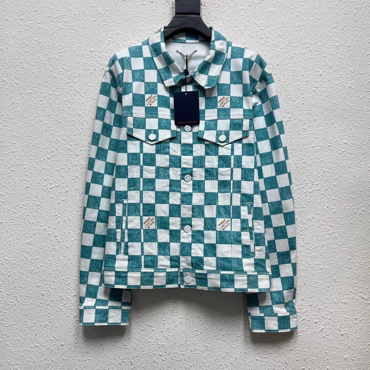 Louis Vuitton Blue Checkered Denim Jacket - Size L Size US L / EU 52-54 / 3 - 1 Thumbnail