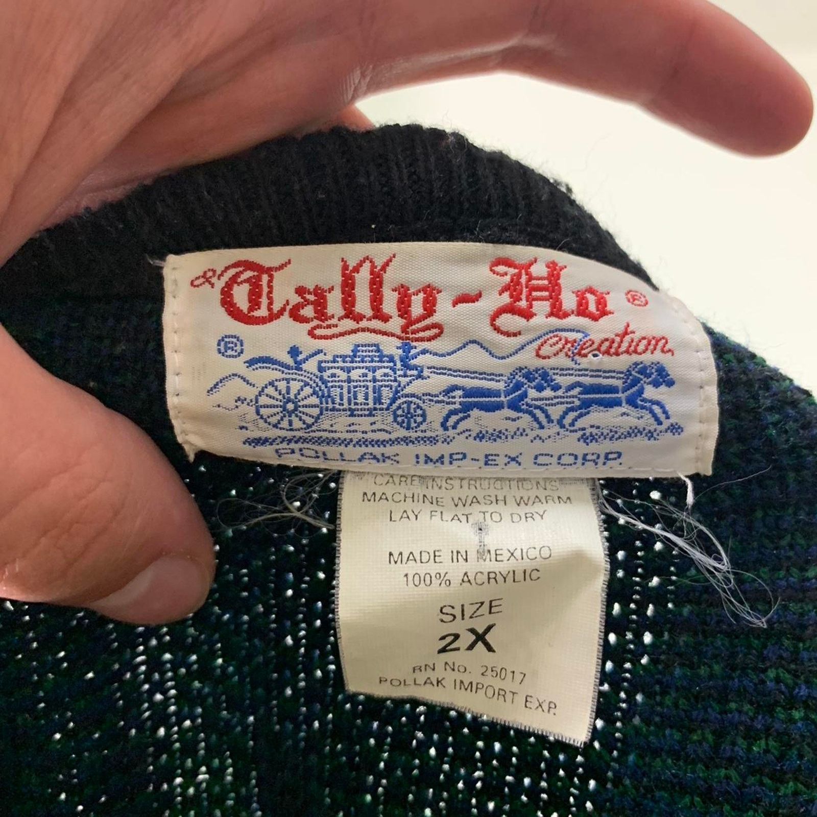 Vintage Vintage 90s Coquette Knit Plaid Cardigan Sweater Size XXL / US 16-18 / IT 52-54 - 6 Thumbnail