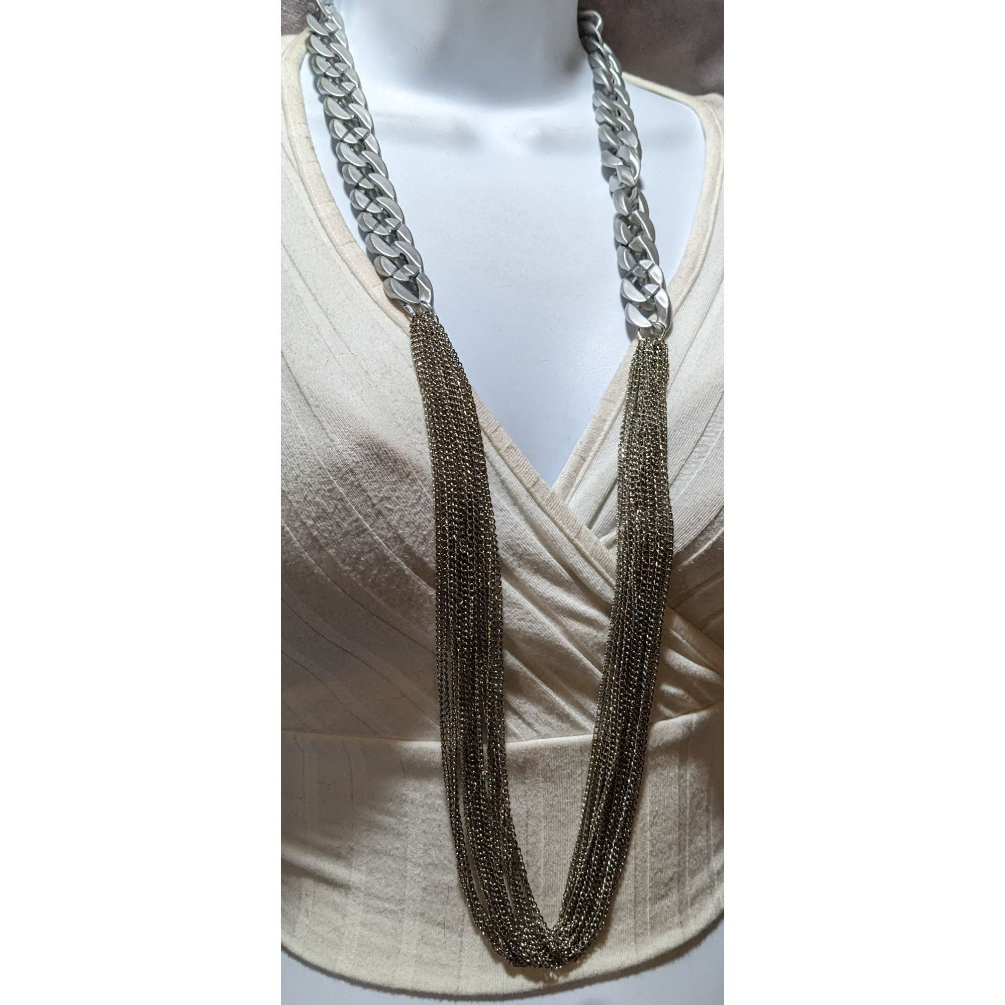 Other Silver Chain Costume Statement Necklace Size ONE SIZE - 4 Thumbnail