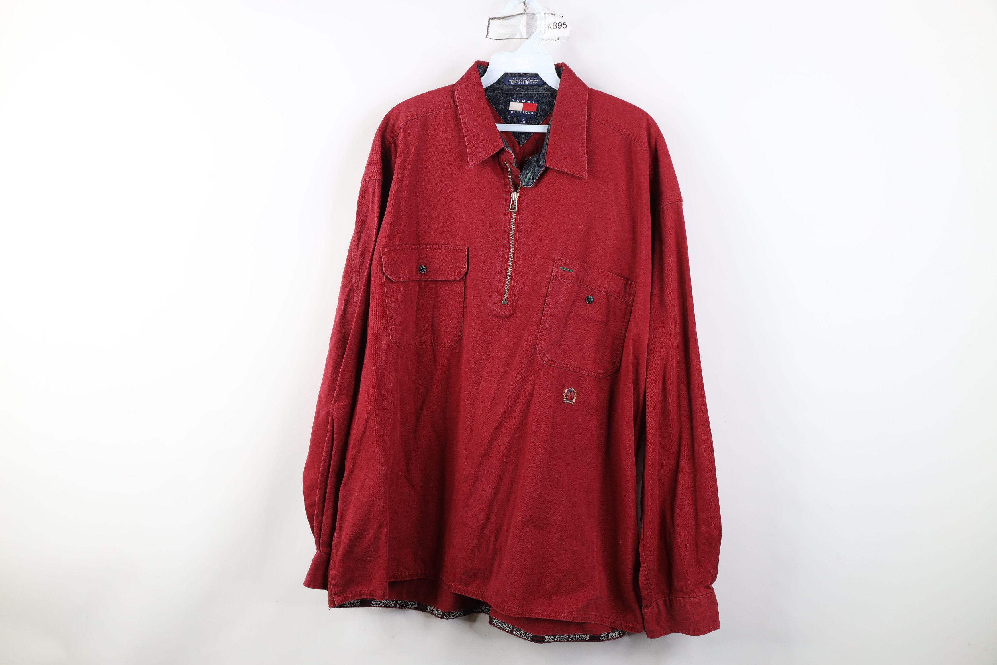 Tommy Hilfiger Vintage 90s Tommy Hilfiger Half Zip Pullover Shirt Jacket Size US L / EU 52-54 / 3 - 1 Thumbnail
