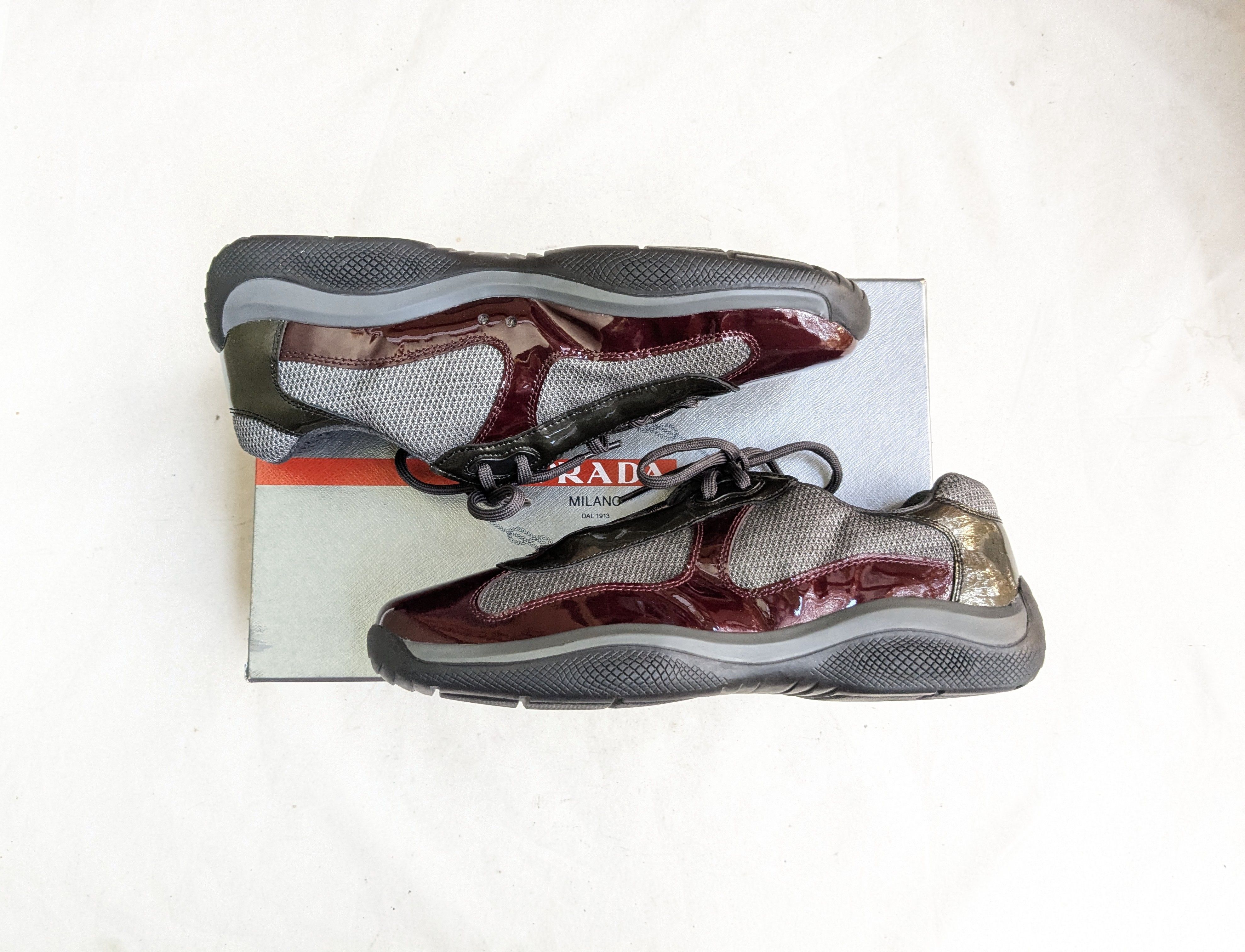 Prada Prada America's Cup Burgundy Patent Leather 9 Low Tops Size US 9 / EU 42 - 1 Thumbnail