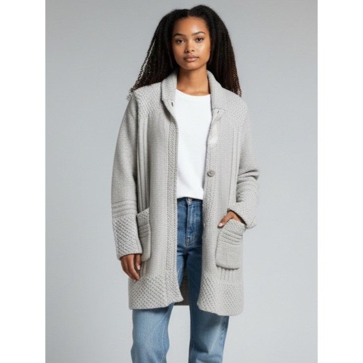 Prana Prana Light Gray Knit Wool Blend Long Cardigan Size S / US 4 / IT 40 - 1 Thumbnail