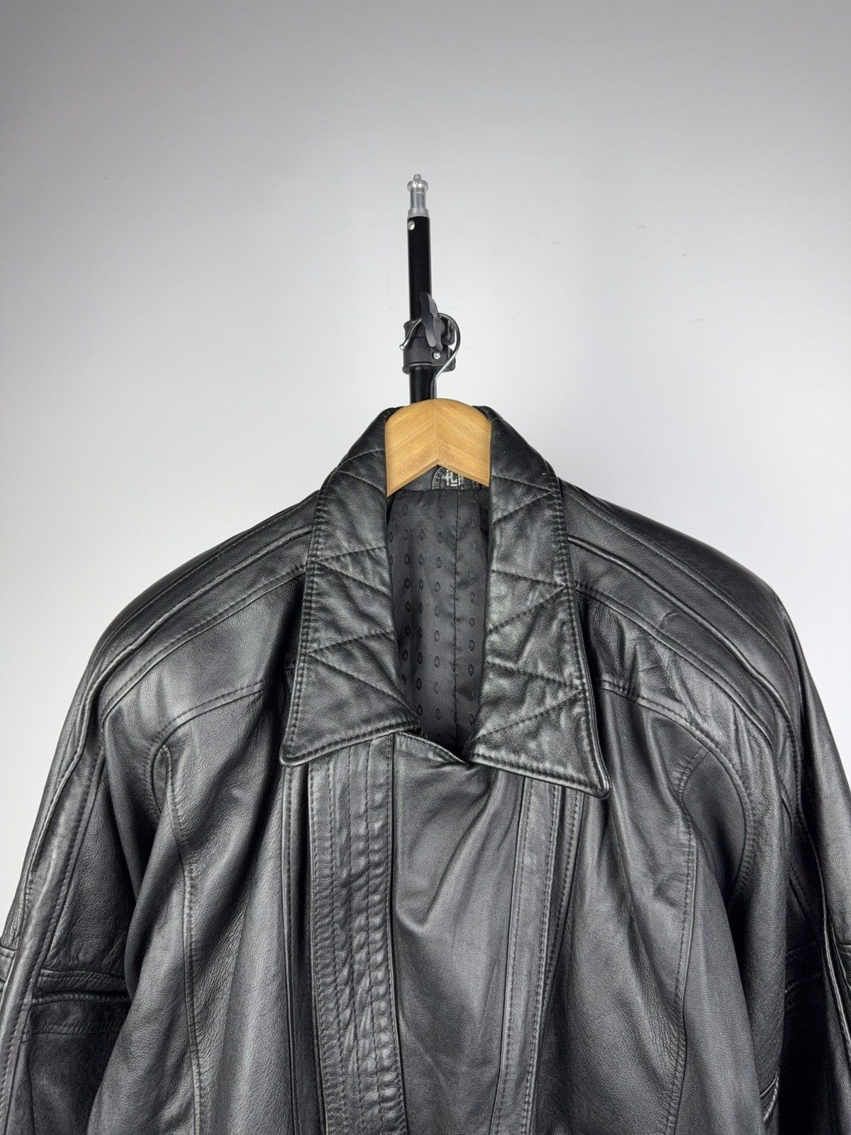 Leather Vintage 90s Genuine Leather MOTO Bomber Jacket Rock Punk Size US L / EU 52-54 / 3 - 2 Thumbnail