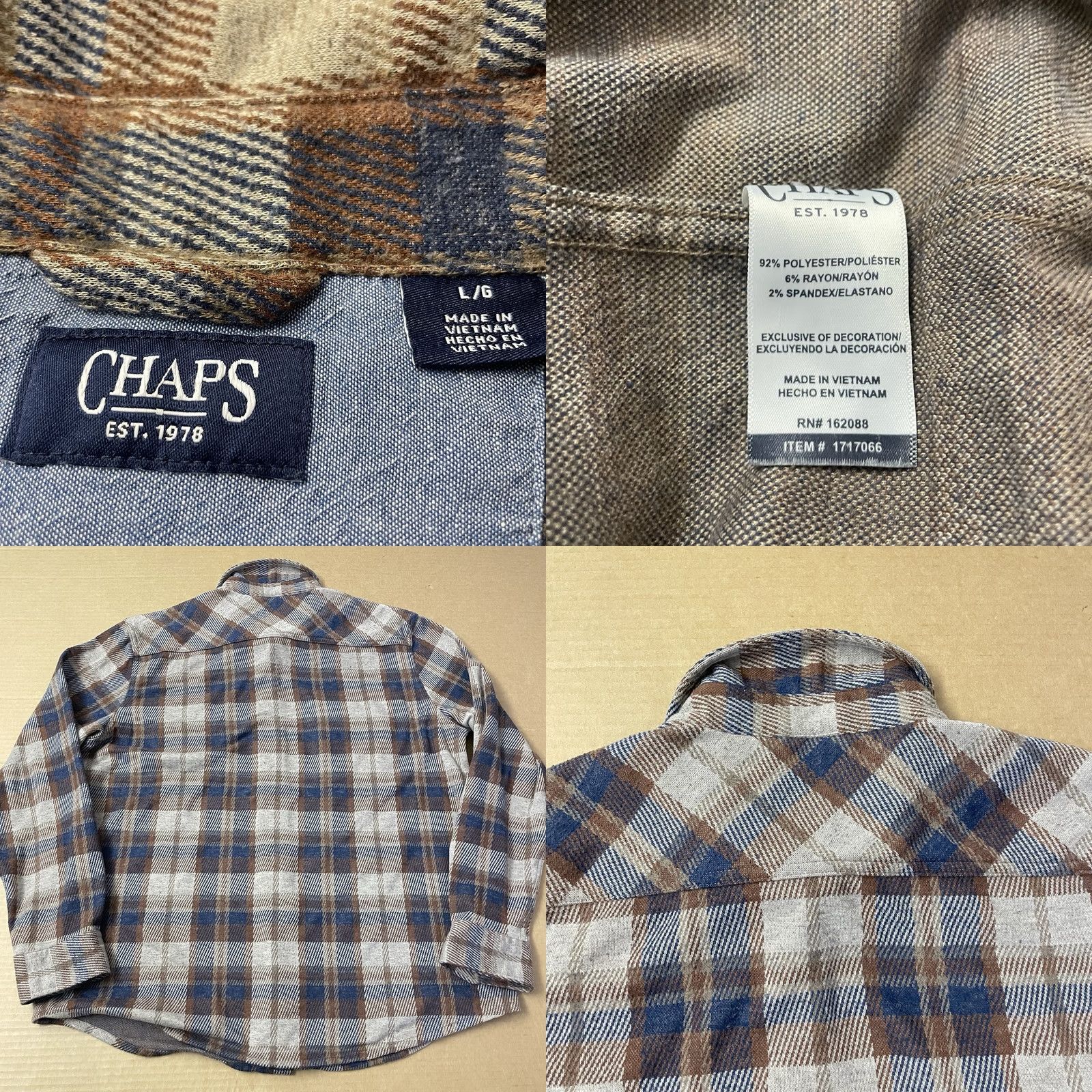 Chaps Chaps Ralph Lauren Long Sleeve Button-Down Shirt Adult Large Plaid Brown Mens Size US L / EU 52-54 / 3 - 8 Thumbnail