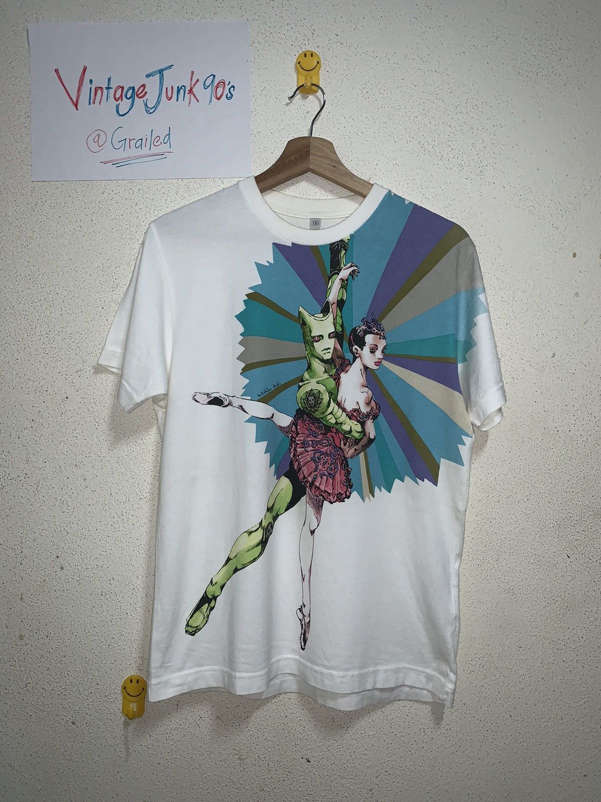 image of Cartoon Network x Disney Jojo Bizarre Adventure Killer Queen Hirohiko Araki T-Shirt in White (Size 