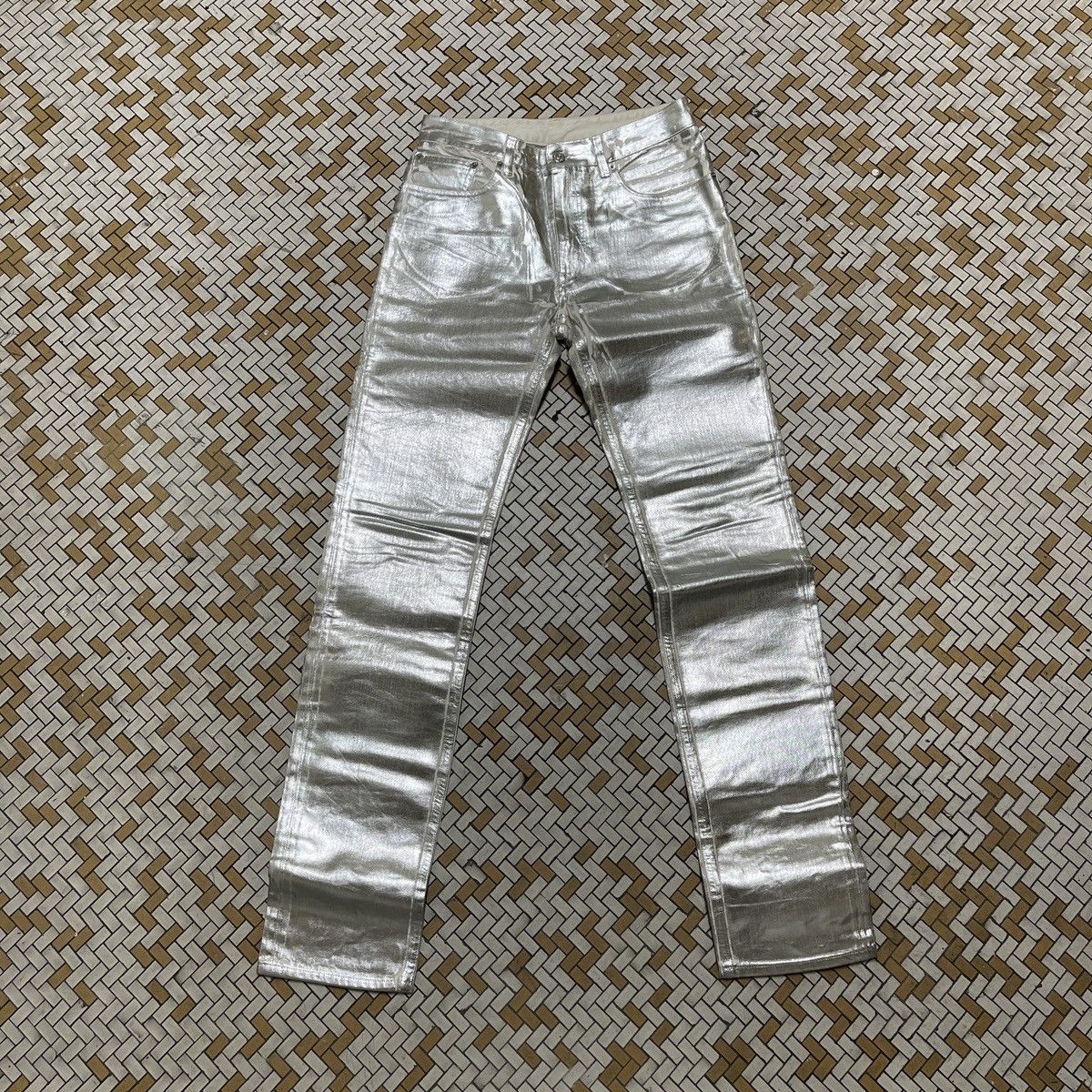 Maison Margiela MM6 AW18 Silver Paint Denim