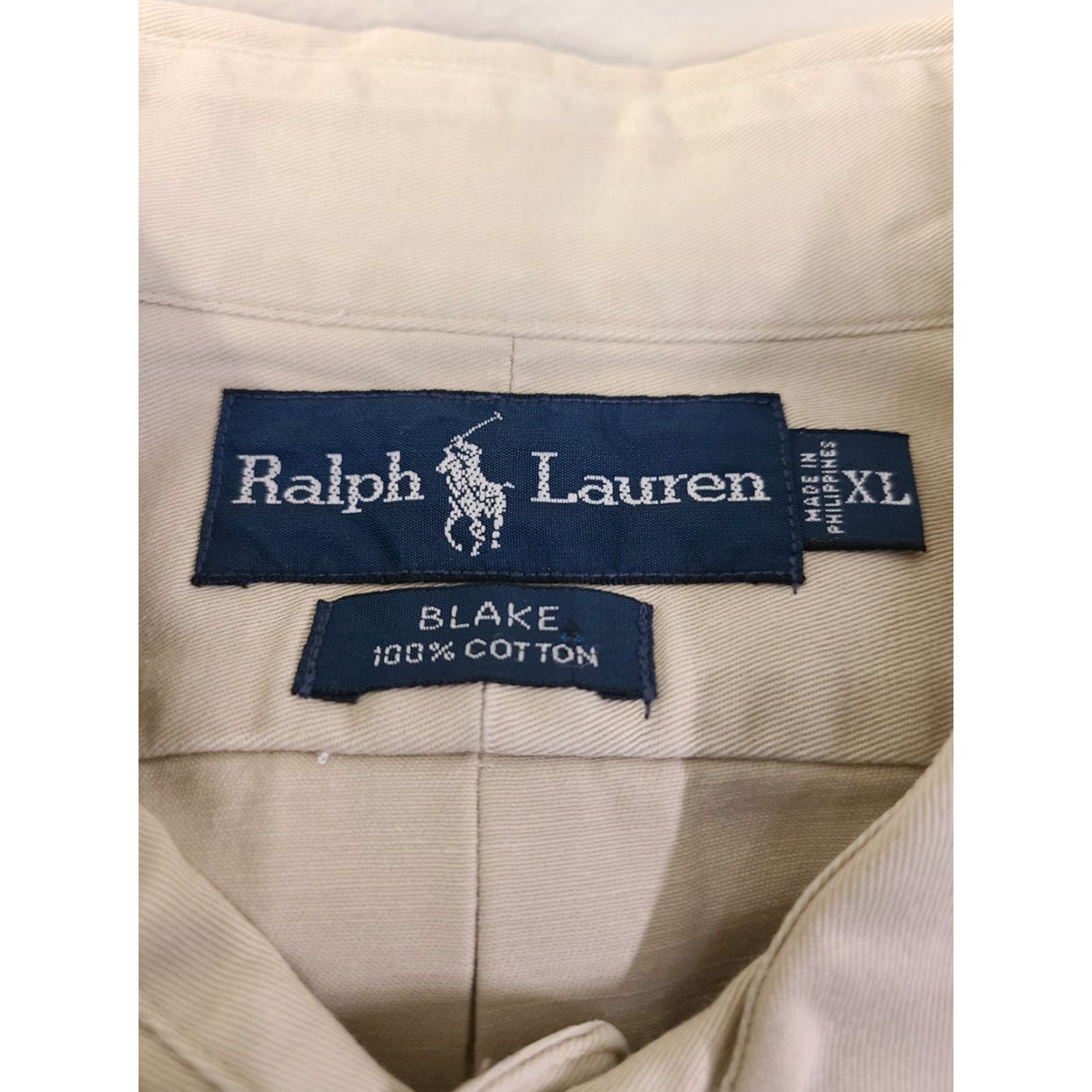 Polo Ralph Lauren Polo Ralph Lauren Blake Long Sleeve Button-Up Dress Shirt XL Beige Men's Button-Down Collar Logo Regular Knit Cotton Size 46R - 6 Thumbnail