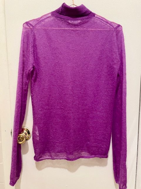 Auralee Kid Mohair Sheer Knit Turtle - Purple