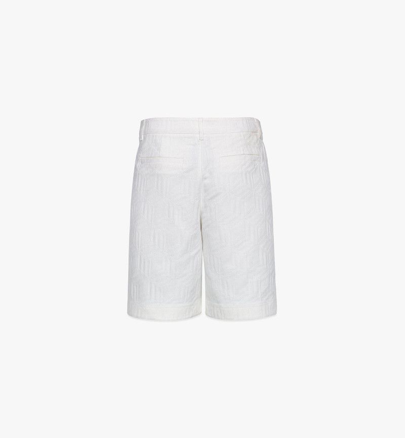 MCM o1mt1gz0126 Cubic Jacquard Denim Shorts in White Size US 34 / EU 50 - 3 Thumbnail