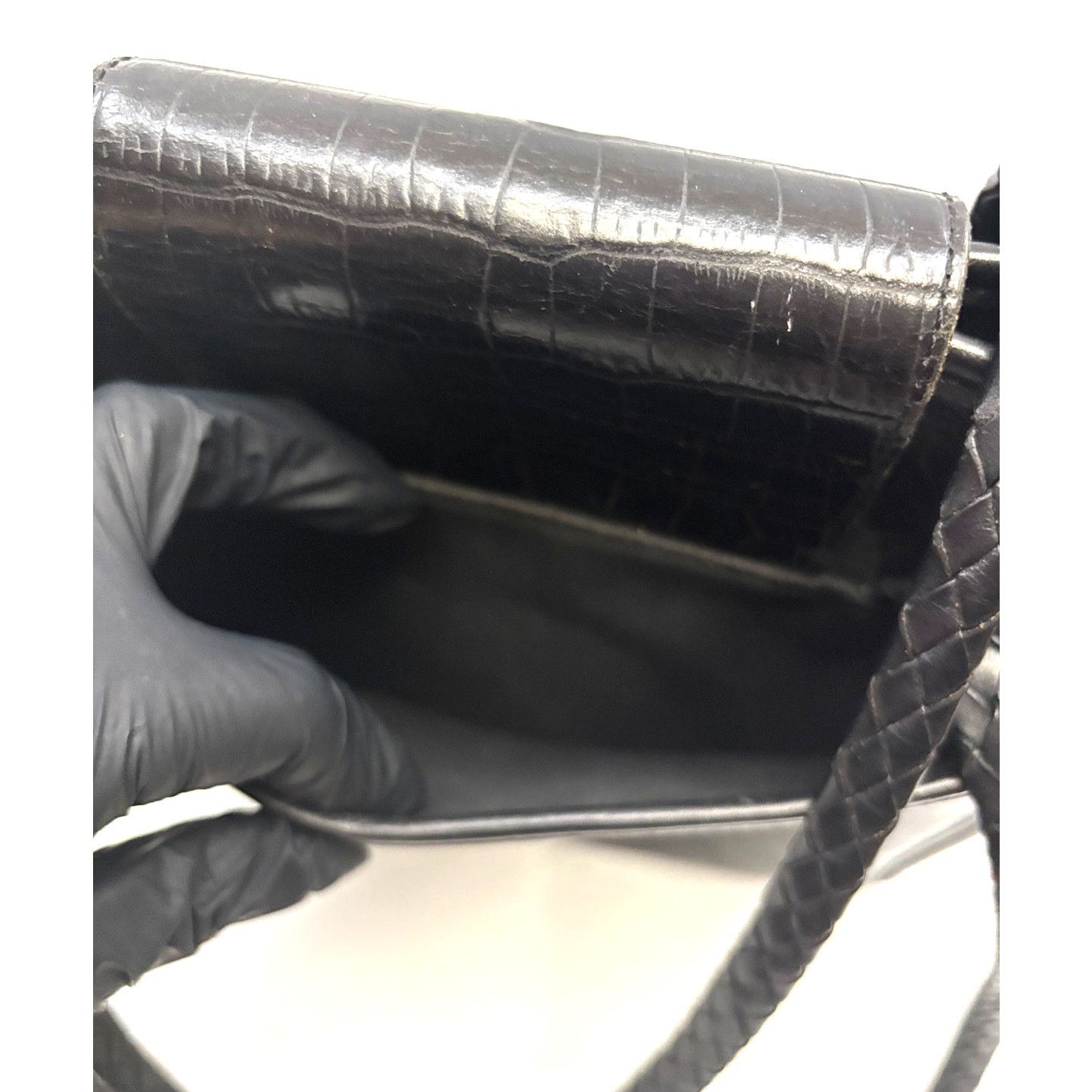 Brighton Vintage BRIGHTON Black Croc Embossed Leather Shoulder Bag Size ONE SIZE - 7 Thumbnail