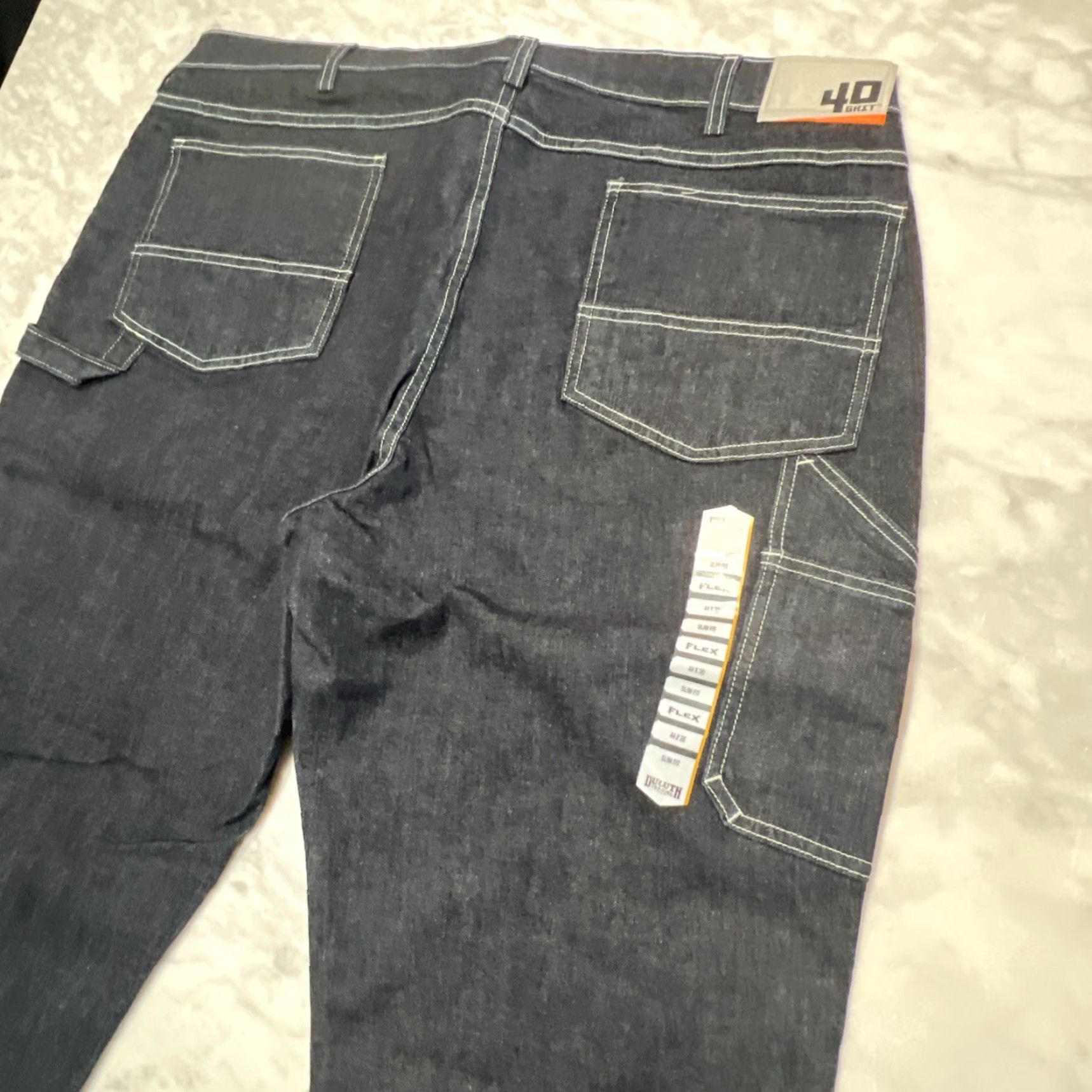 DULUTH 40 Grit Carpenter Blue Jeans Pants Men 44x30 Slim Fit Flex Blue NWT
