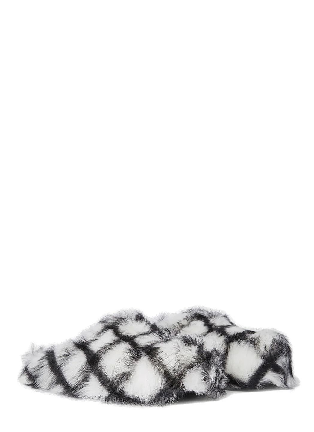 Marni o1w1db11024 Fussbett Sabot Hairy Mules in Black & White Size US 10 / EU 43 - 2 Thumbnail