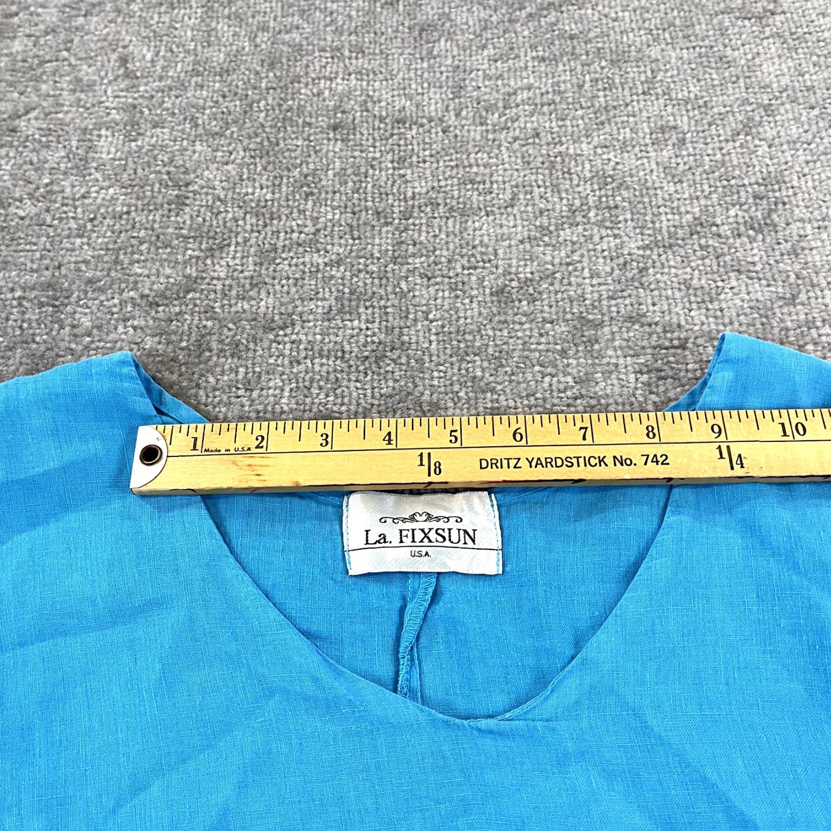 Vintage LA. FIXSUN Shirt Women Medium Blue 100% Linen Tiered Lagenlook Blouse 3/4 Sleeve Size M / US 6-8 / IT 42-44 - 6 Thumbnail