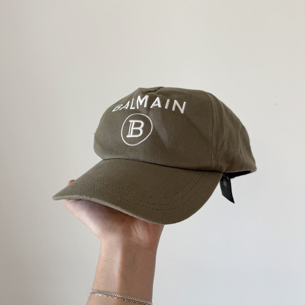 Balmain Balmain Paris Logo Cotton Baseball Cap Strapback Hat Olive Size ONE SIZE - 2 Thumbnail