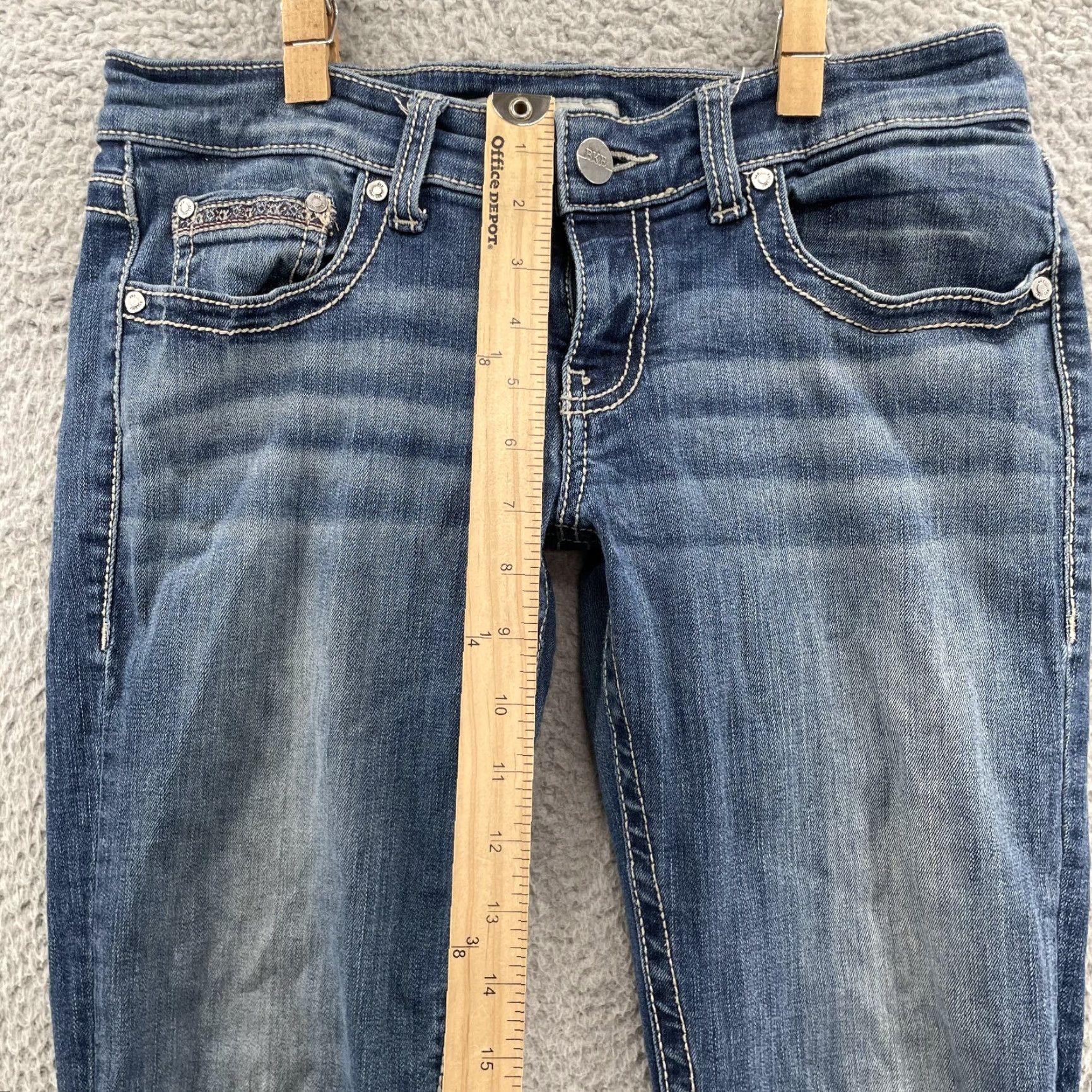 Vintage BKE Stella Jeans Women 30x30 Buckle Jeans Western Cowgirl Y2k 90s 5-Pocket Embroidered Denim Blue Stretch Jeans Womens Size 36" / US 14 / IT 50 - 5 Thumbnail