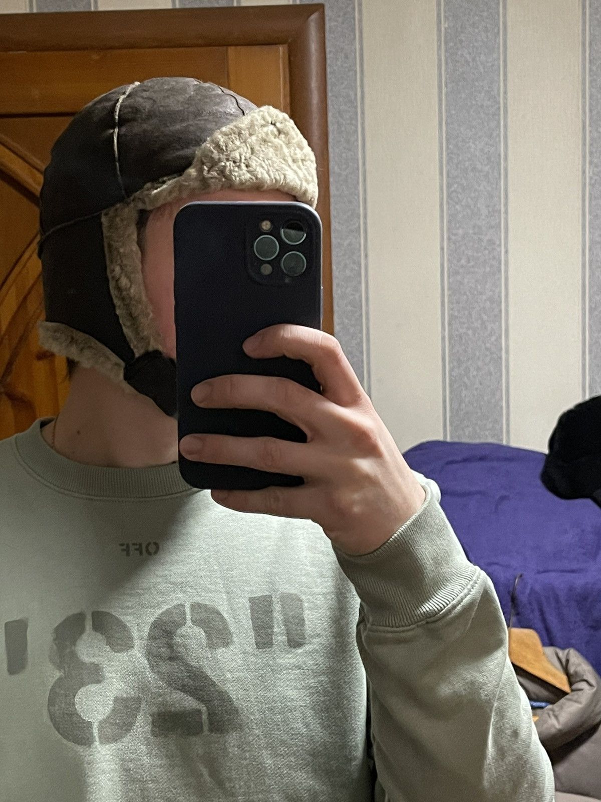Vintage 1980s USHANKA Y2K FLYER'S LEATHER TRAPPER HAT WITH SHEARLING Size ONE SIZE - 8 Thumbnail