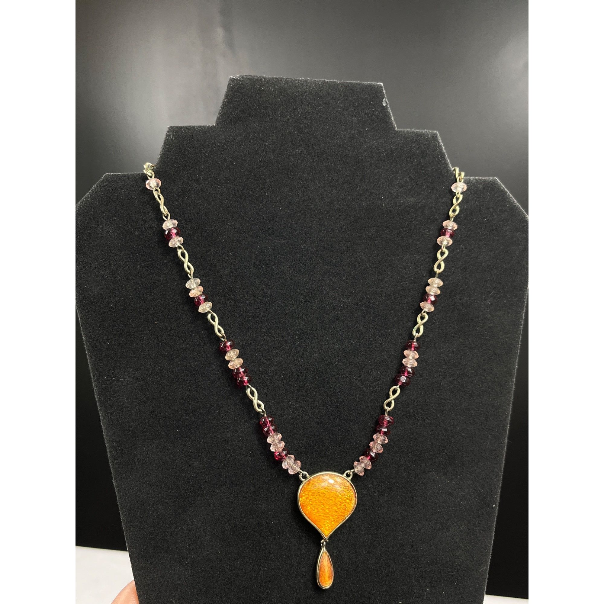 Vintage Vintage SKU 7862 Amber Pendant Necklace and Silver Bracelet Size ONE SIZE - 4 Thumbnail