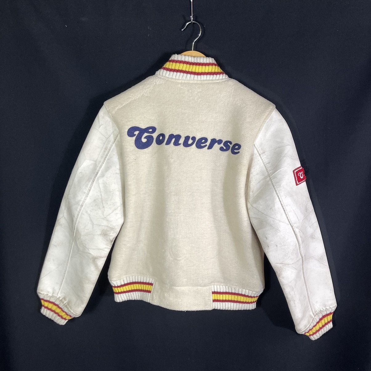 Converse × Vintage Rare! Vintage Converse Varsity Wool Leather Sleeves Jacket Size US M / EU 48-50 / 2 - 2 Thumbnail