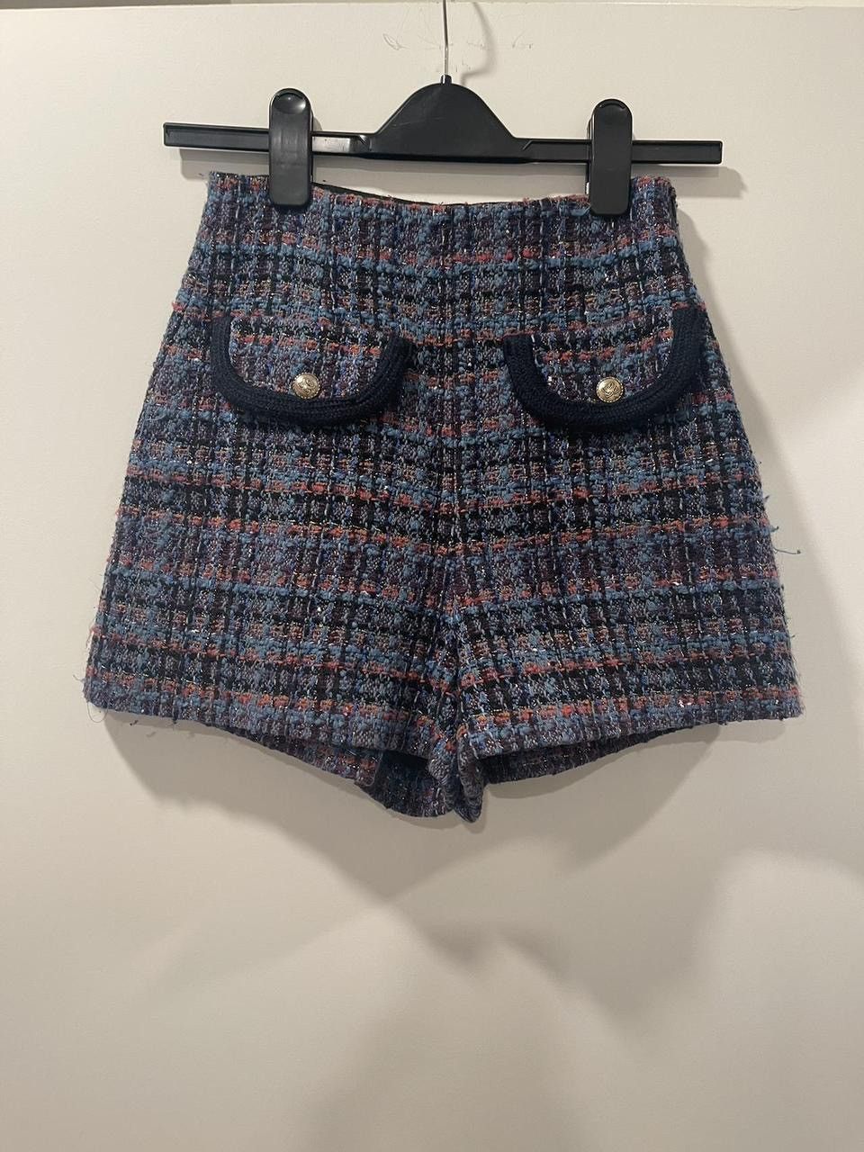 image of Sandro Tweed Mini Shorts in Purple, Women's (Size 24)