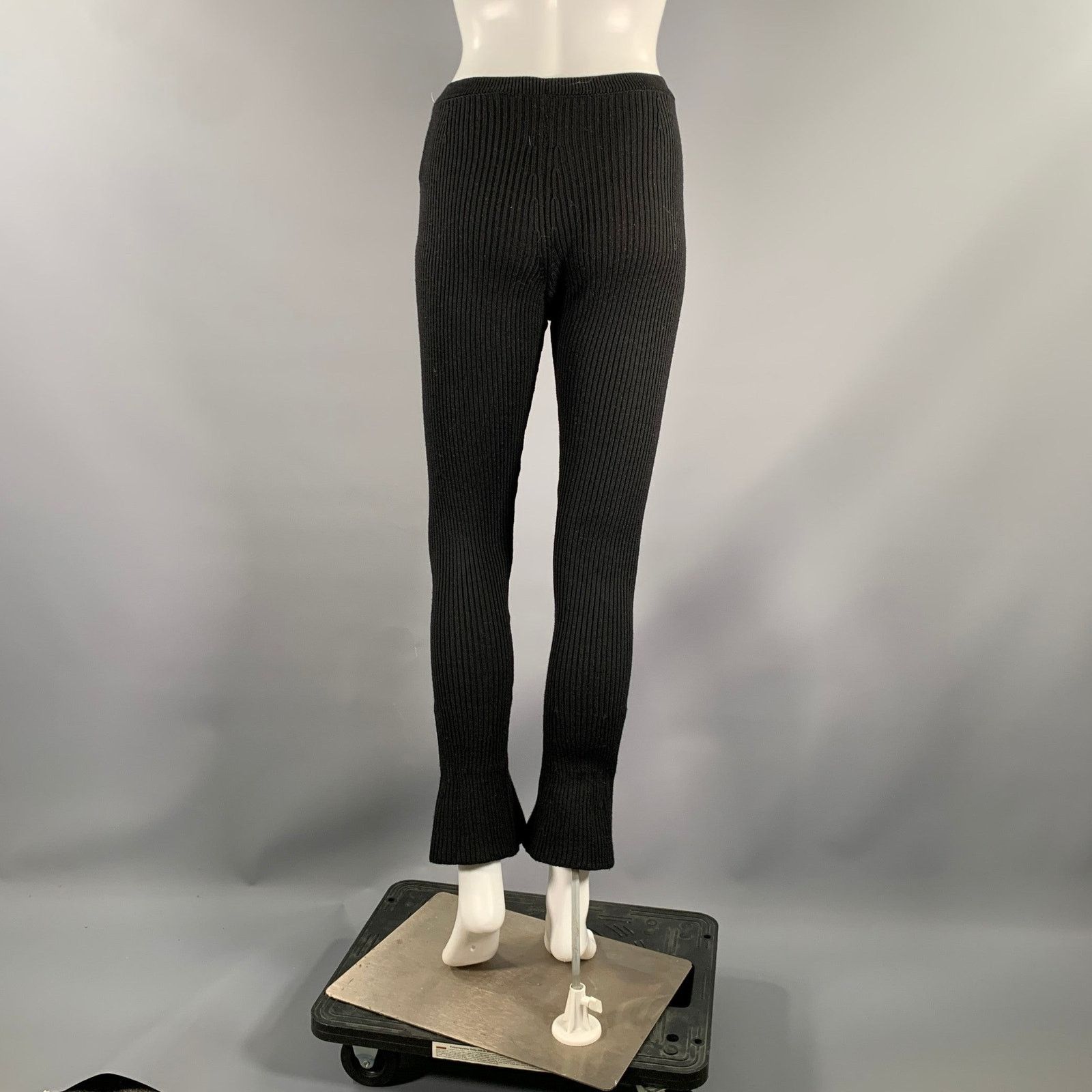 Prada PRADA Size 2 Black Wool Flared Leggings Size 26" / US 2 / IT 38 - 2 Thumbnail