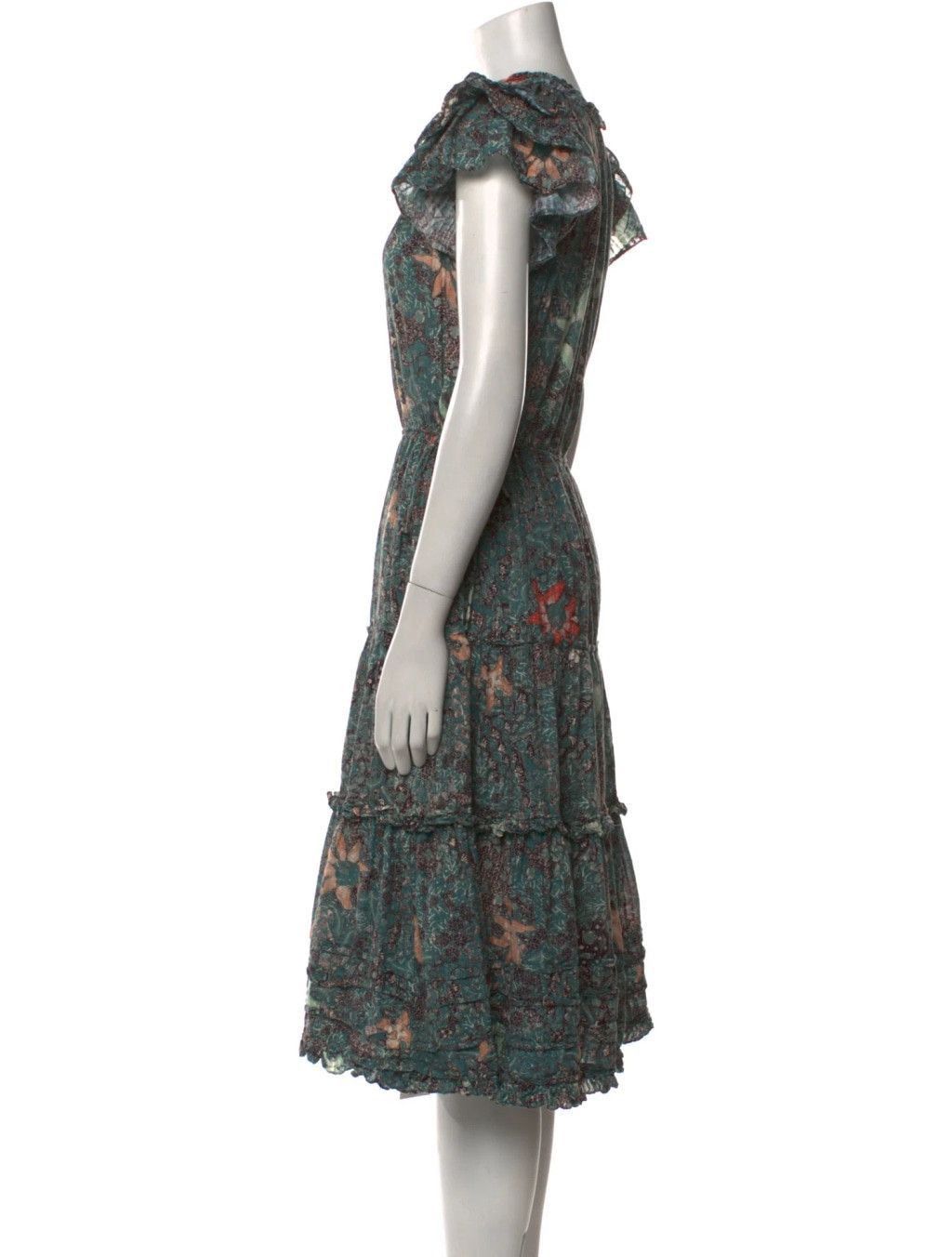 Ulla Johnson Ulla Johnson Rema Silk Floral Dress Size Medium Malachite Size M / US 6-8 / IT 42-44 - 3 Thumbnail