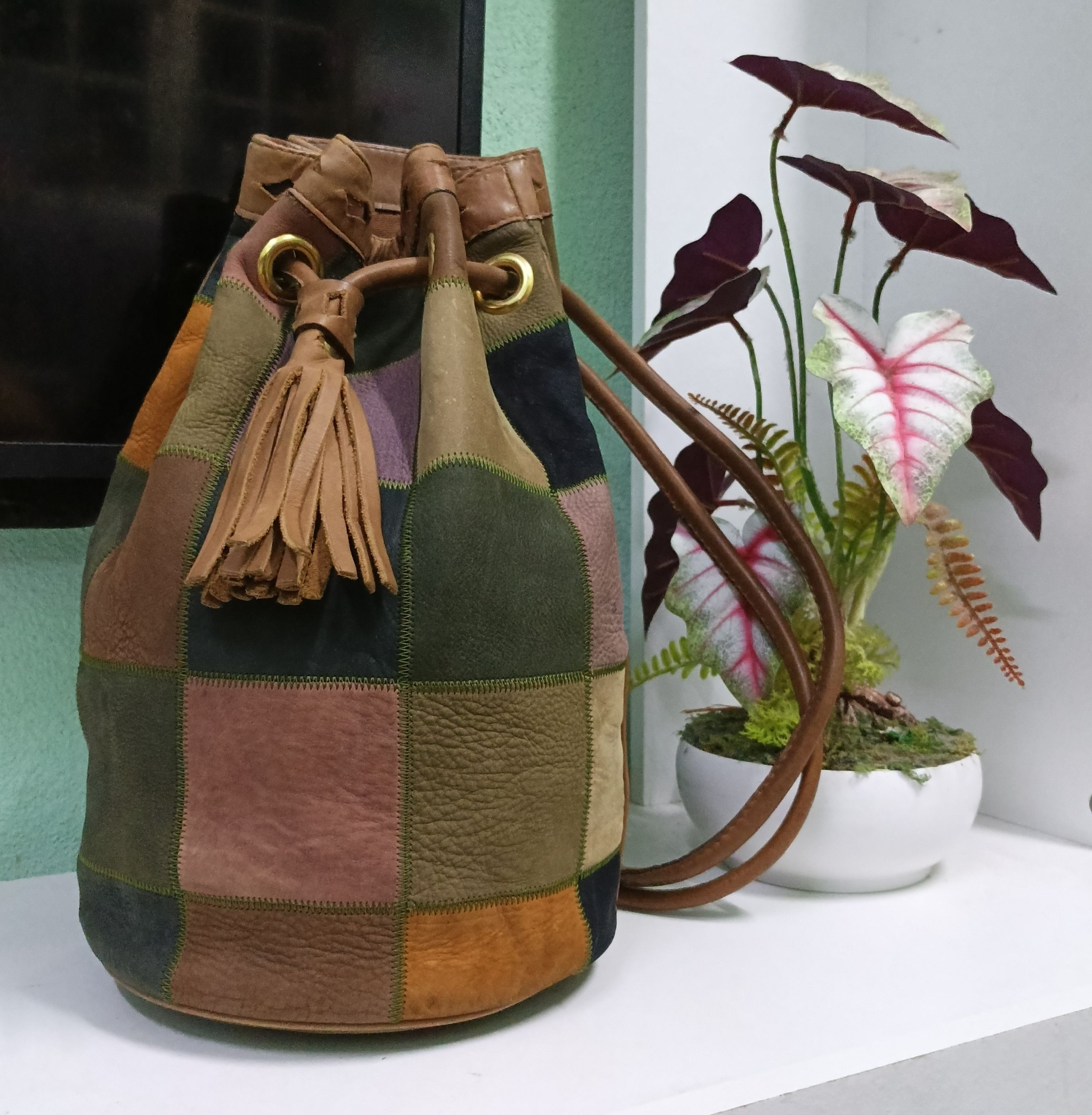 Vintage 🔥FINAL DROP🔥Tre Amore Leather Patchwork Western Bucket Bag Size ONE SIZE - 1 Thumbnail
