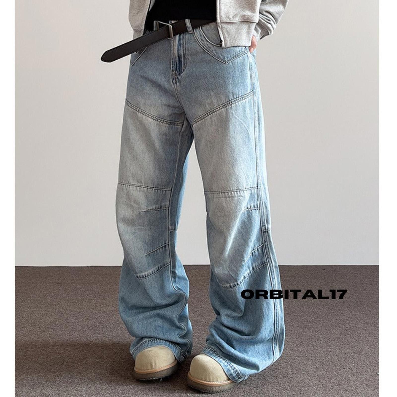 Vintage Light Blue Wide Leg Denim Jeans, Relaxed Fit Jeans Size US 30 / EU 46 - 4 Thumbnail