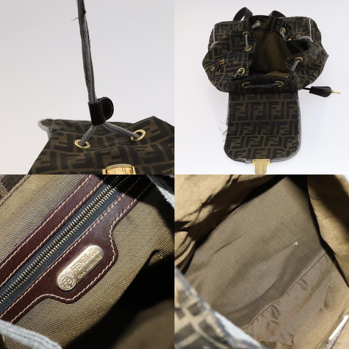 Fendi FENDI Zucca Canvas Backpack Brown Black Gold Size ONE SIZE - 12 Thumbnail