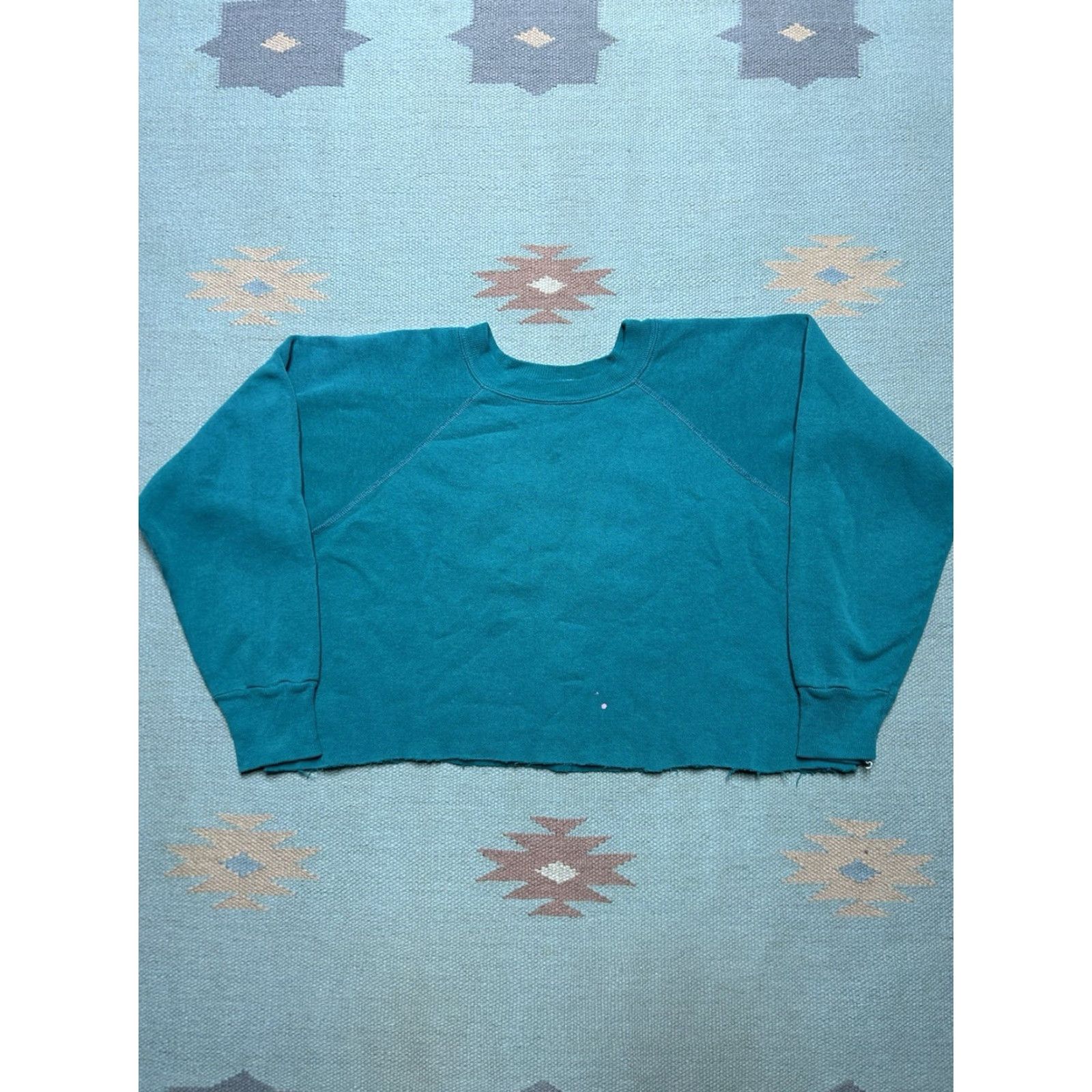Vintage VINTAGE 80s Squizm equator of universe psychedelic cropped crewneck sweatshirt Blue L Women Sweatshirt Pullover Activewear Size L / US 10 / IT 46 - 6 Thumbnail