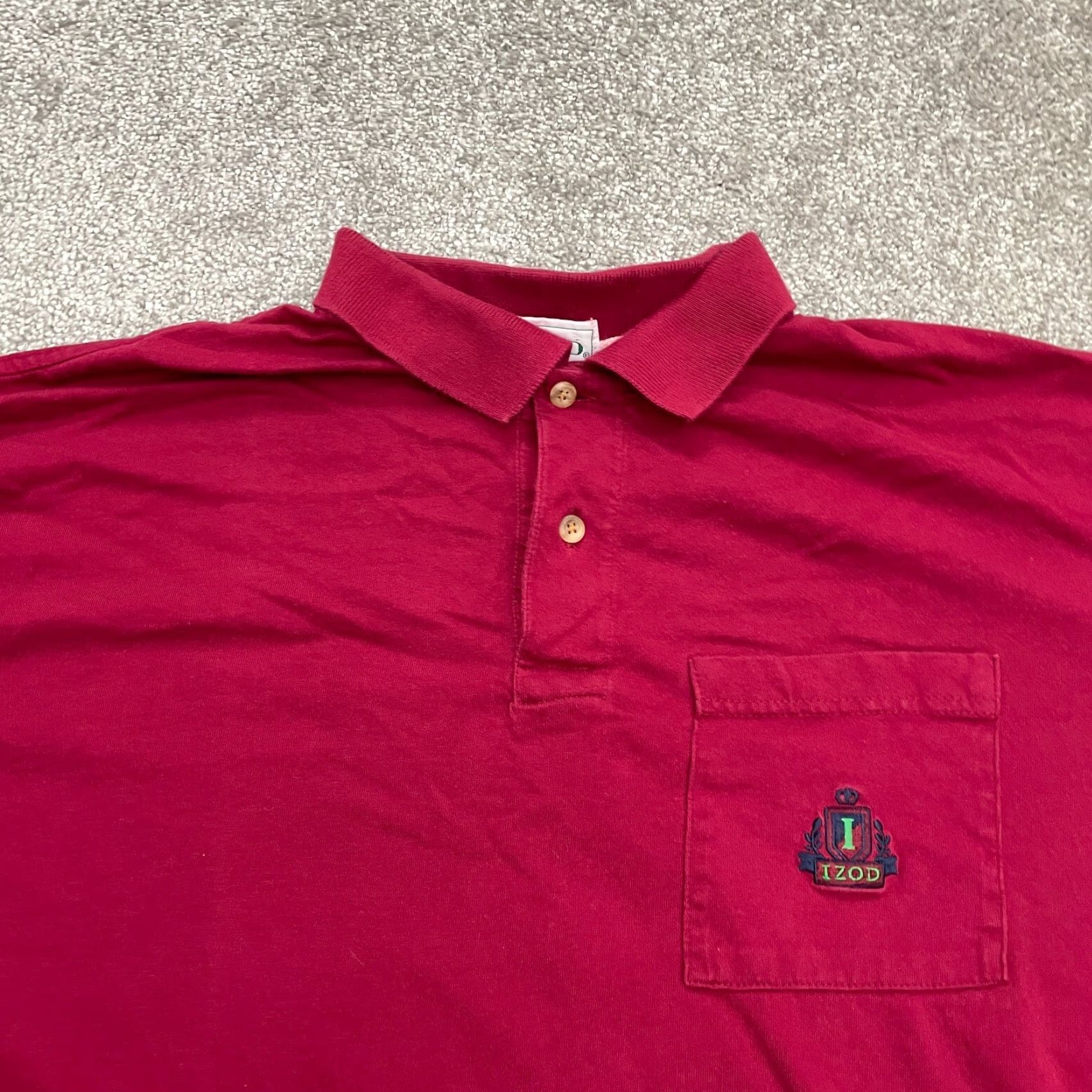 Izod VINTAGE IZOD Polo Shirt Mens L Red Cotton Short Sleeve Collared Pocket Golf Adult Large Red Smooth Logo 90s Mens Size US L / EU 52-54 / 3 - 4 Thumbnail