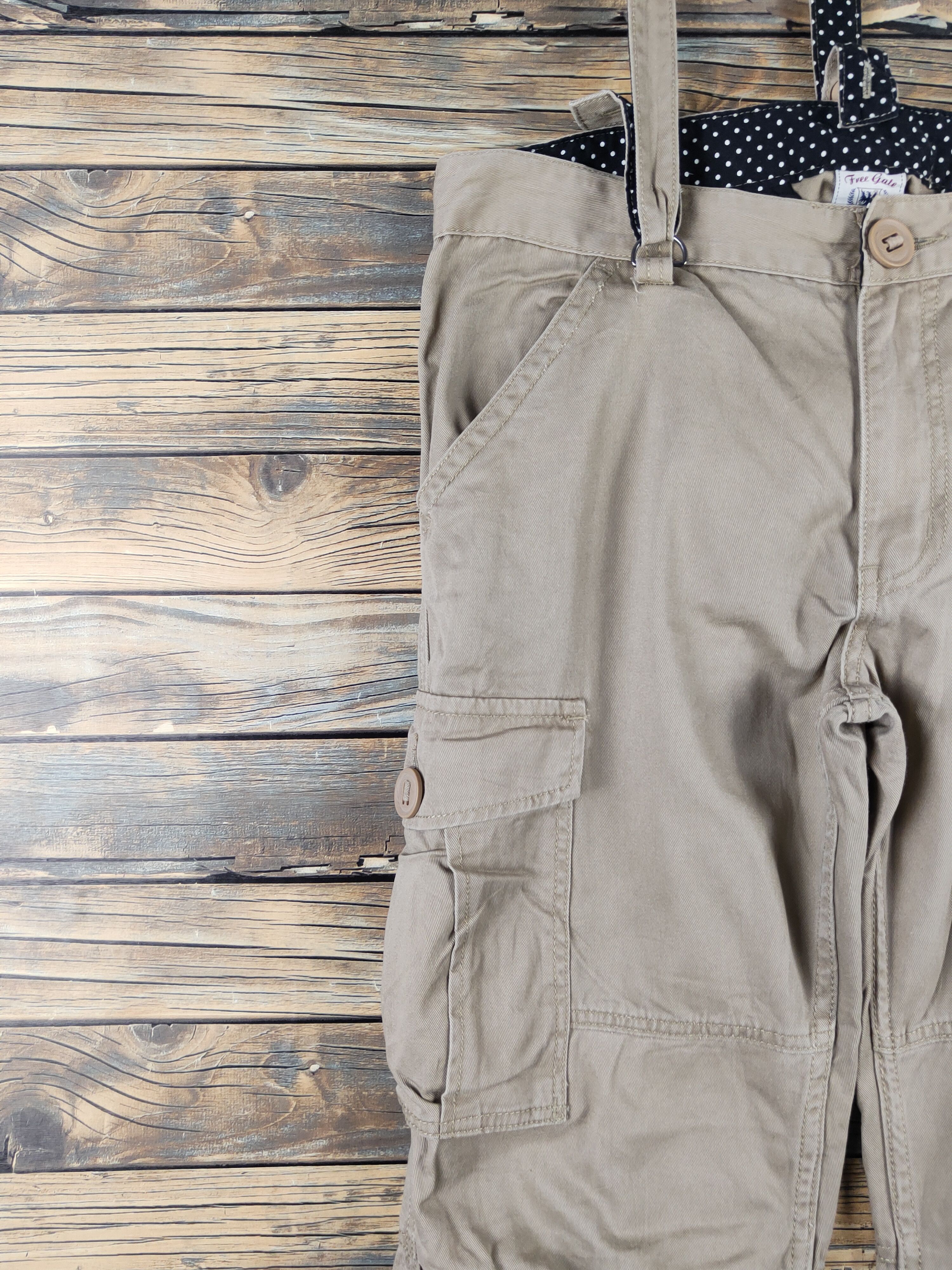 Japanese Brand DL Free Gate Beige Suspender Pants #1059 Size 32" / US 10 / IT 46 - 7 Thumbnail