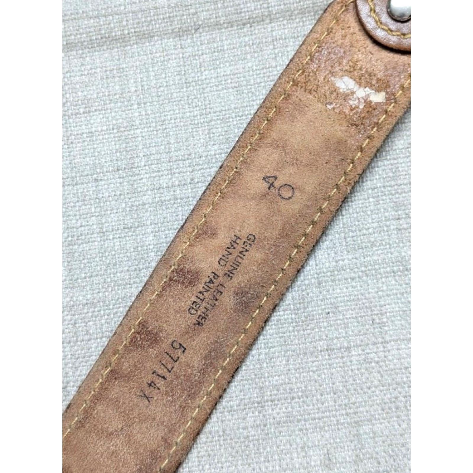 Vintage VINTAGE western belt tooled hand crafted 38 brown cowhide leather ACORNS buckle tapered belt Mens Size 38 - 5 Thumbnail
