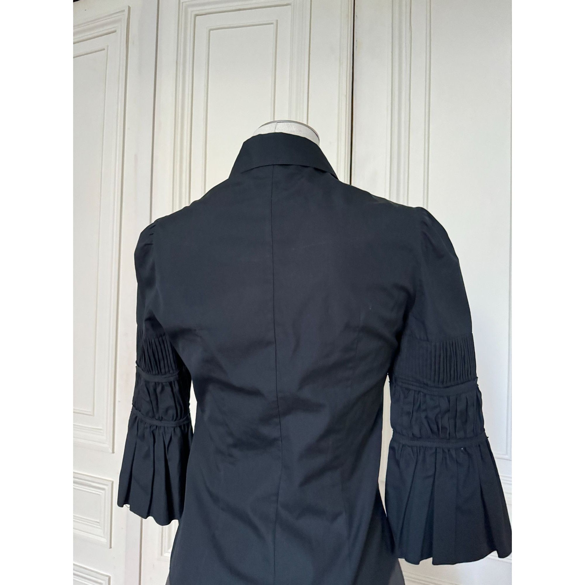 Miu Miu 1990s Black Cotton Shirt Size XS / US 0-2 / IT 36-38 - 4 Thumbnail
