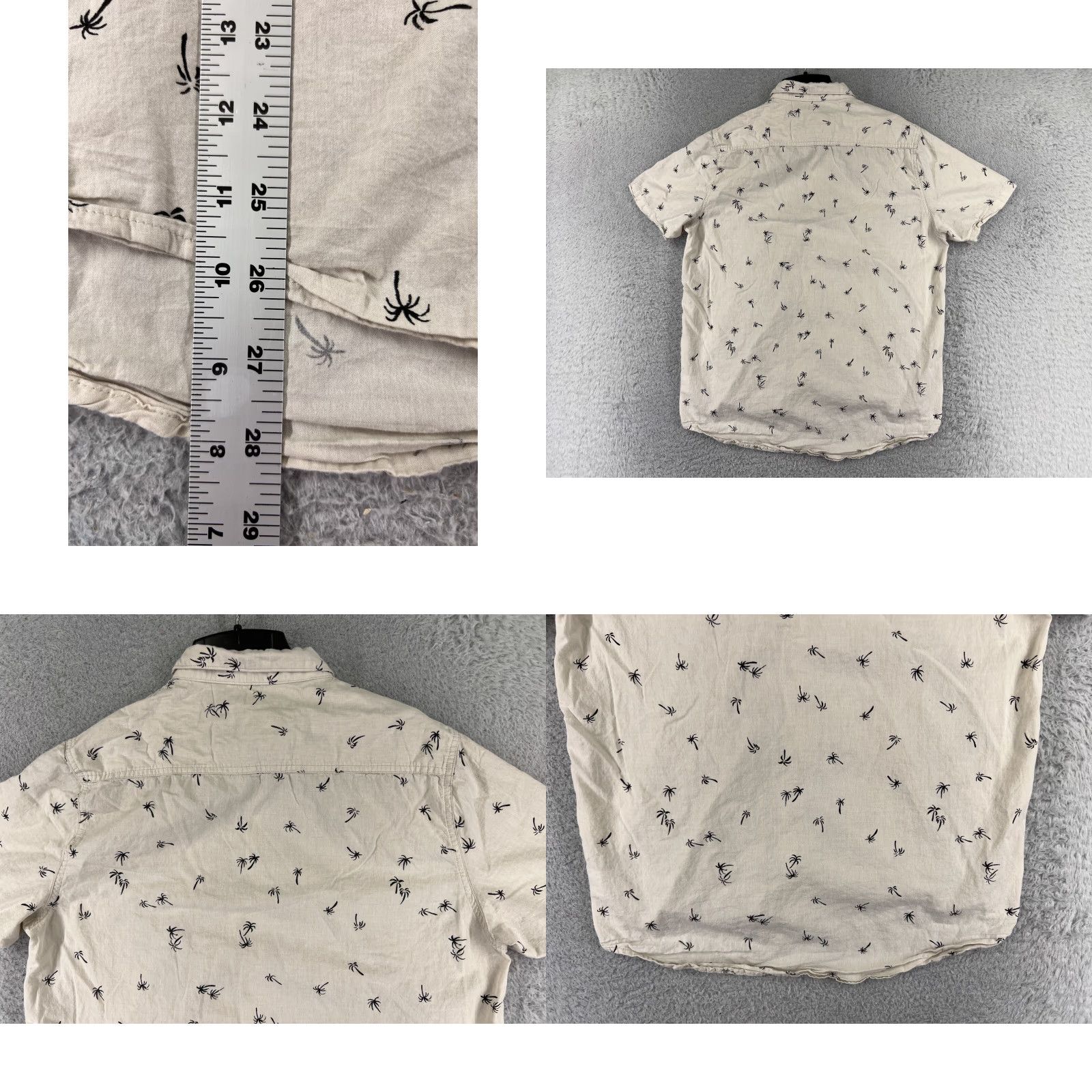 Vintage Hawaiian Shirt Adult Medium Beige Palm All Over Print Button Up 100% Cotton Shirt Men Beige Floral All Seasons 100% Cotton Mens Shirt Medium Size US M / EU 48-50 / 2 - 9 Thumbnail