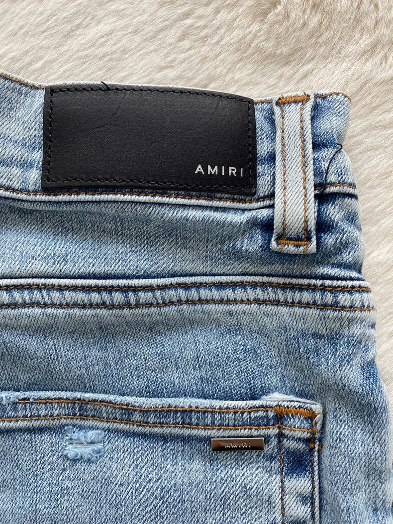 Amiri Amiri Washed Blue Leopard Print Flower Leather and Patchwo Size US 34 / EU 50 - 2 Thumbnail