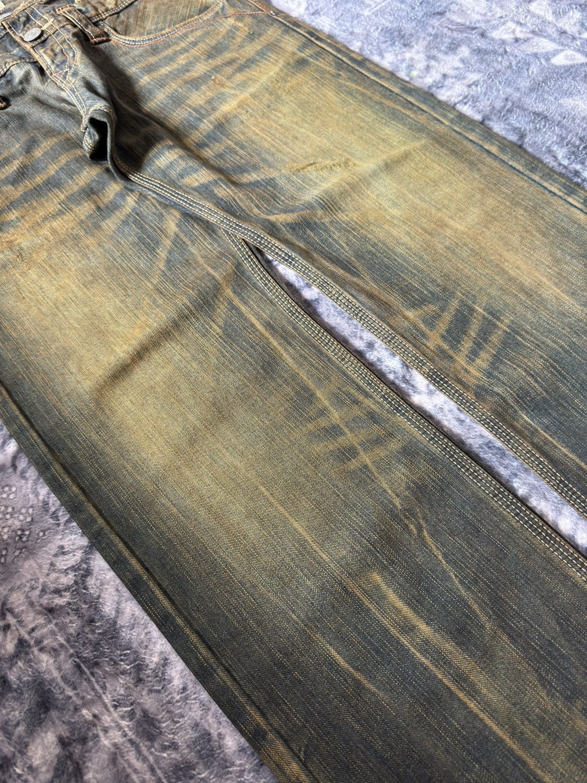 If Six Was Nine Edwin Japan Psychedelic Mud Wash Fade Double Waist Jeans Size US 30 / EU 46 - 5 Thumbnail