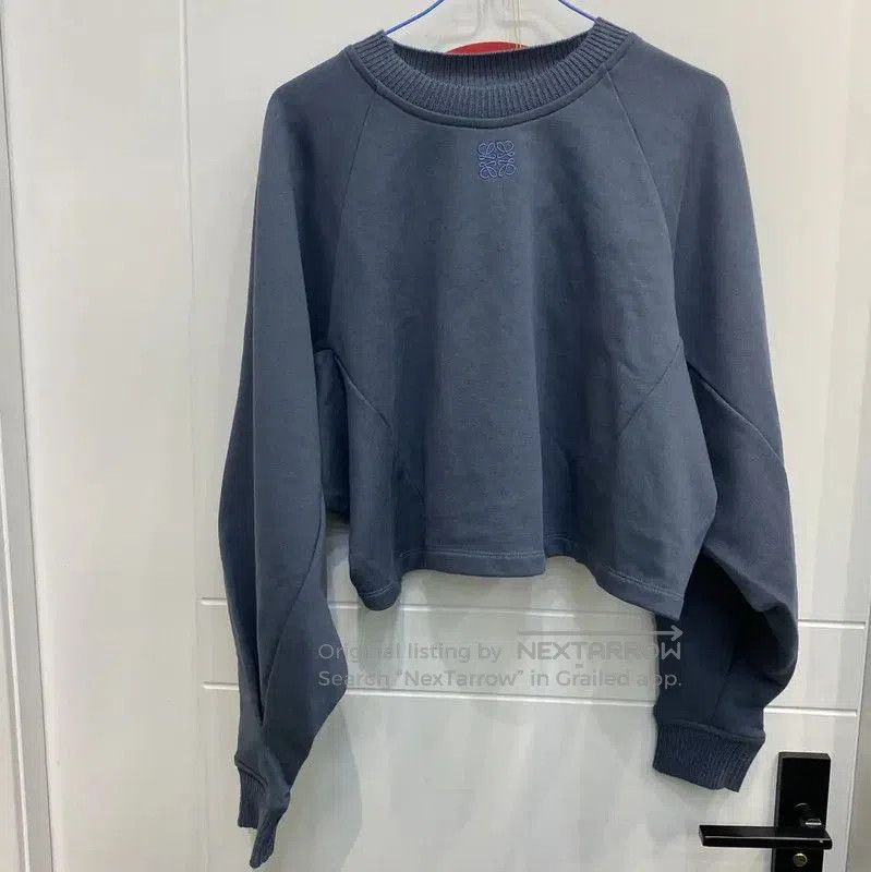 Loewe Loewe Blue Cotton Cropped Long Sleeve Sweatshirt . Size XS / US 0-2 / IT 36-38 - 1 Thumbnail