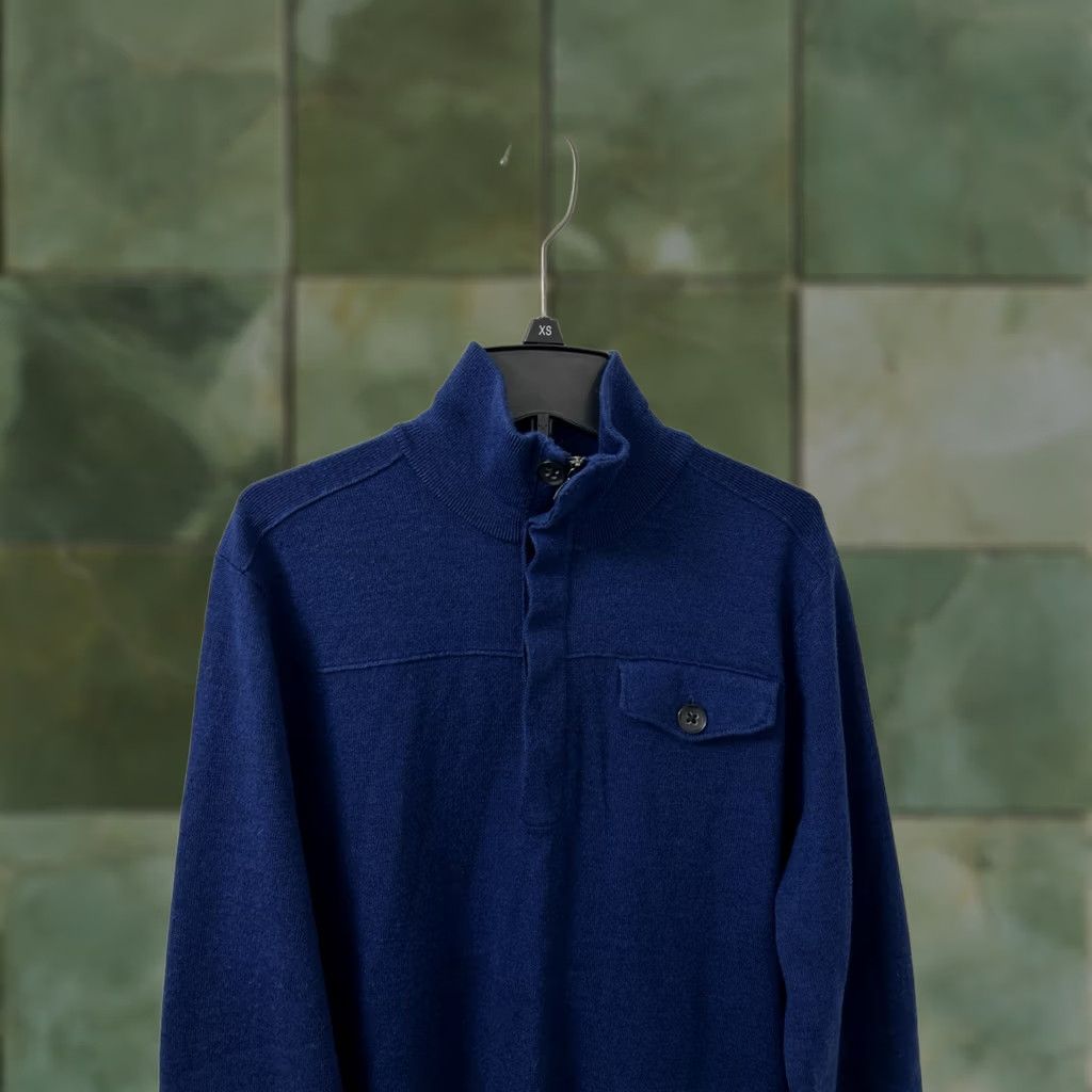 Banana Republic VINTAGE Banana Republic Sweater Mens M Blue 1/4 Zip Pullover L/S Mock Neck Wool Knit Pockets Men Size US M / EU 48-50 / 2 - 1 Thumbnail