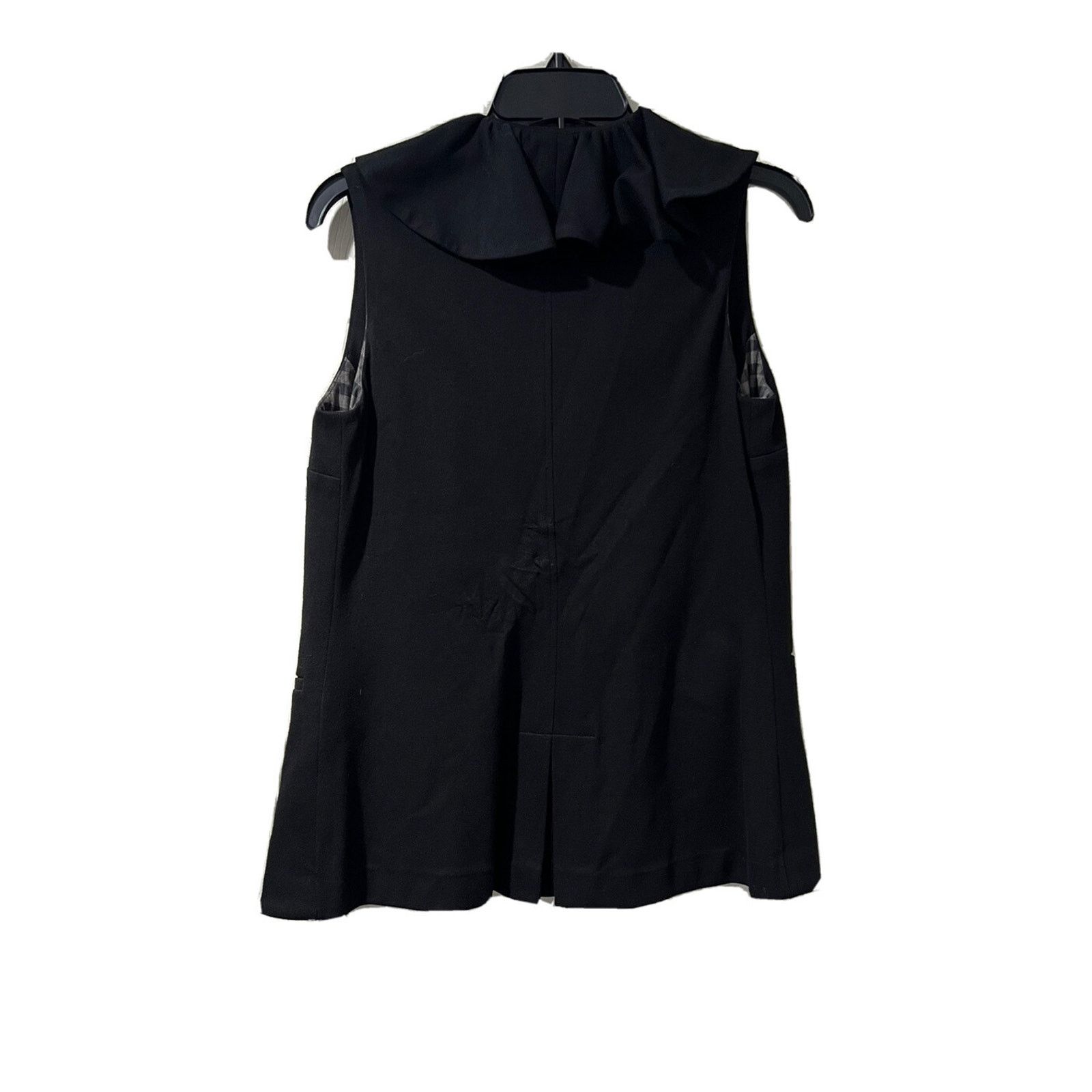 Alice + Olivia Alice + Olivia Ruffle Ponte Lined V-Neck Open Vest M A001626 Size M / US 6-8 / IT 42-44 - 7 Thumbnail