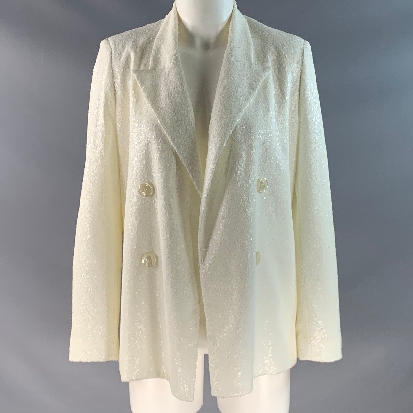 Black Halo Size S Beige Nylon Sequined Double Breasted Pants Suit Size S / US 4 / IT 40 - 2 Thumbnail