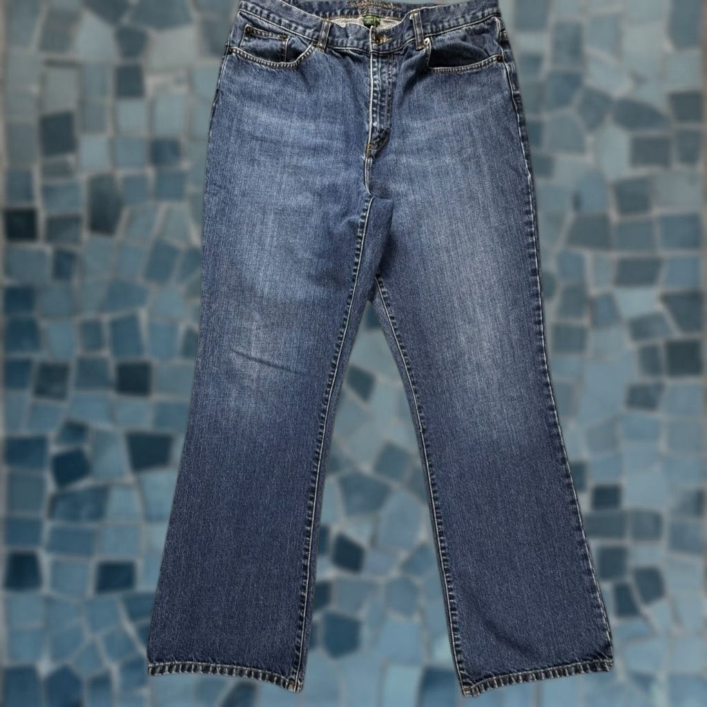 Ralph Lauren VINTAGE Lauren Ralph Lauren Jeans Women's 14 Denim Bootcut 100% Cotton Midrise Blue 5-Pocket Mens Womens Bells Size 36" / US 14 / IT 50 - 1 Thumbnail