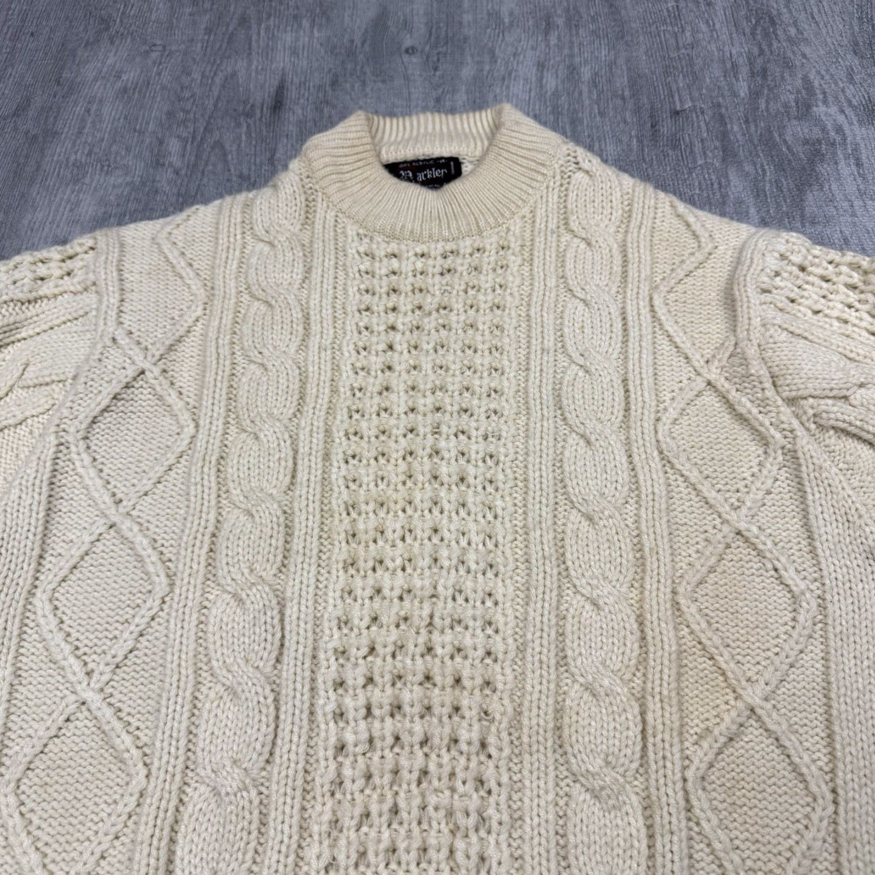 Vintage Vintage 60s Parkley Men’s Ivory Cable Knit Mock Neck Sweater Long Sleeve Pullover Classic Fit Fall Winter Men’s Fashion Size US M / EU 48-50 / 2 - 2 Thumbnail
