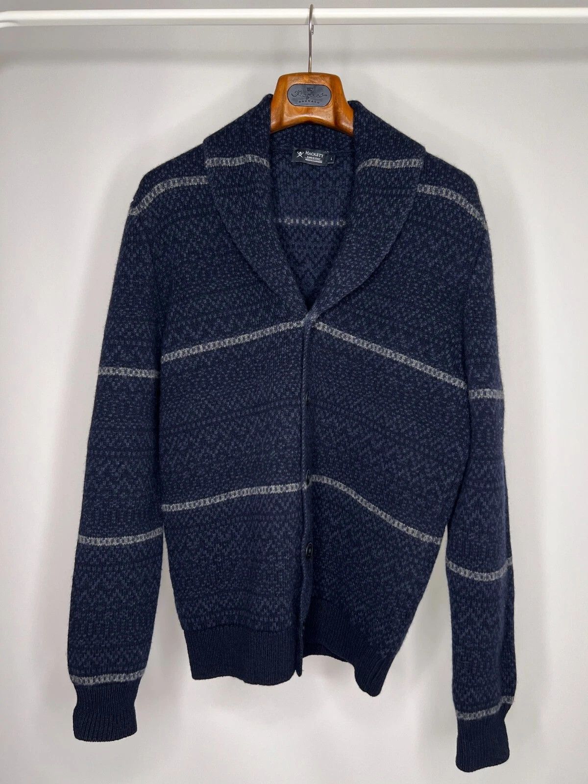 Hackett Hackett London Merino Cashmere Fair Isle Shawl Cardigan Size US L / EU 52-54 / 3 - 2 Thumbnail