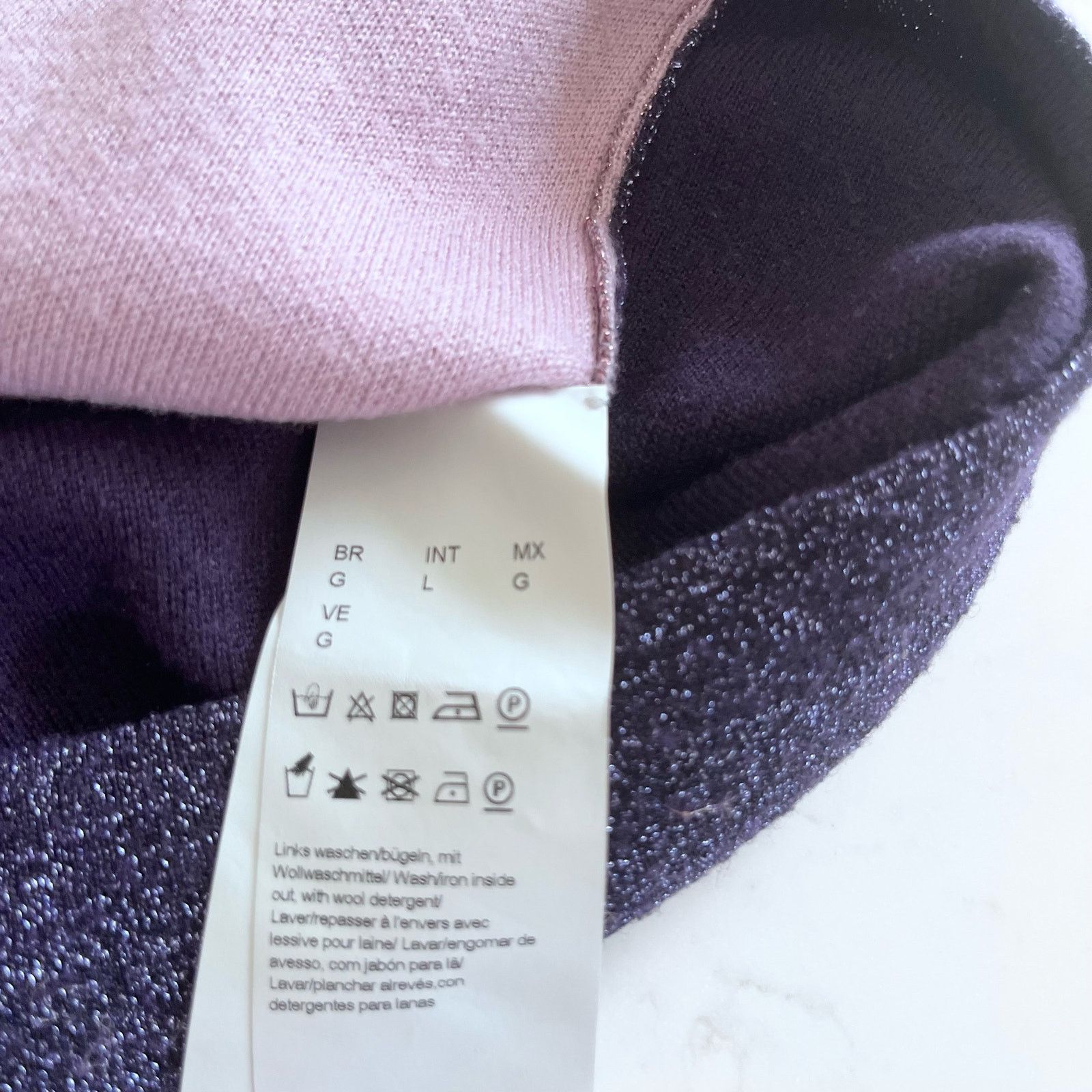 Hugo Boss HUGO BOSS Colorblock Top Sweater Pink Purple Black Metallic Size L / US 10 / IT 46 - 7 Thumbnail
